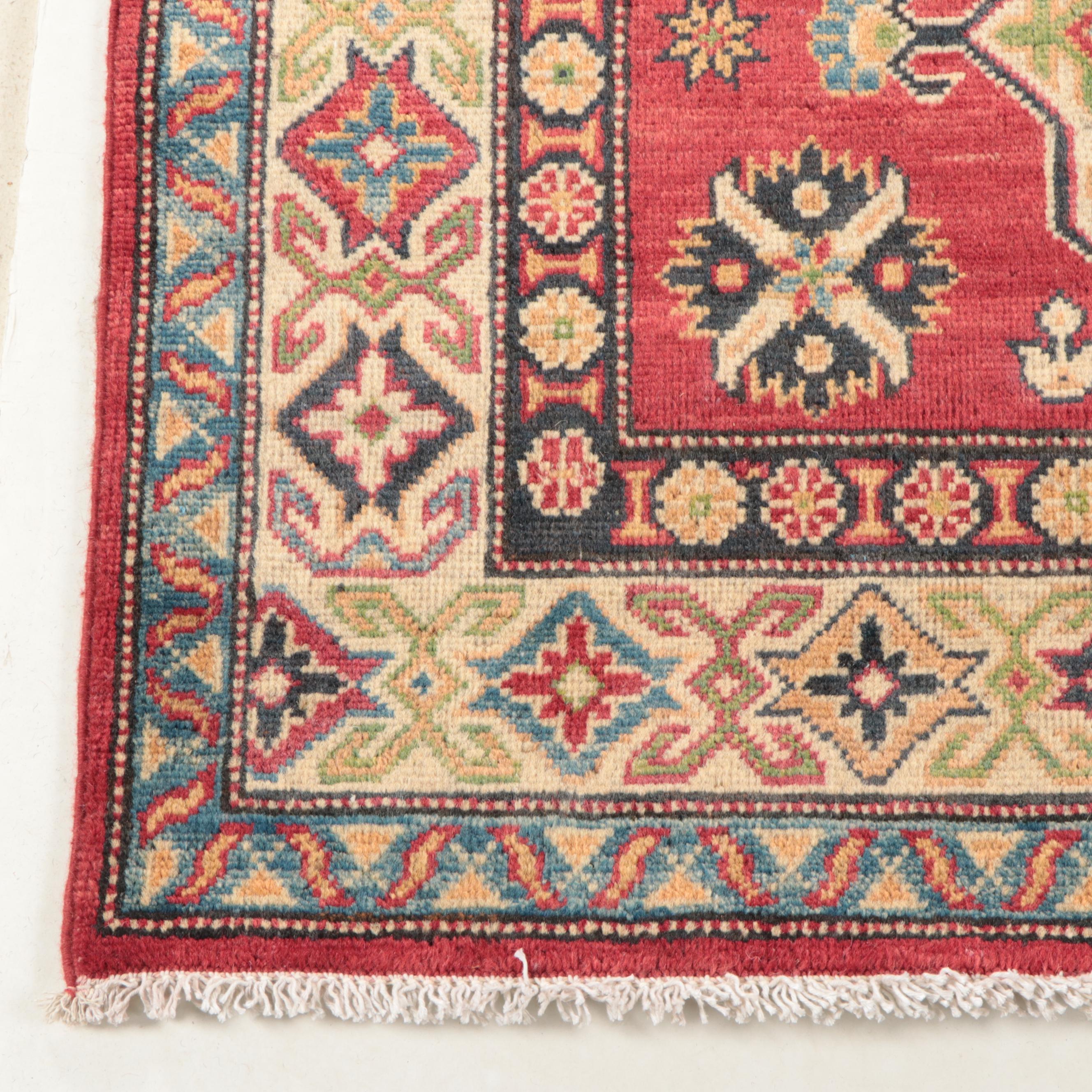 3'11 x 5'9 Hand-Knotted Afghan Kazak Style Area Rug
