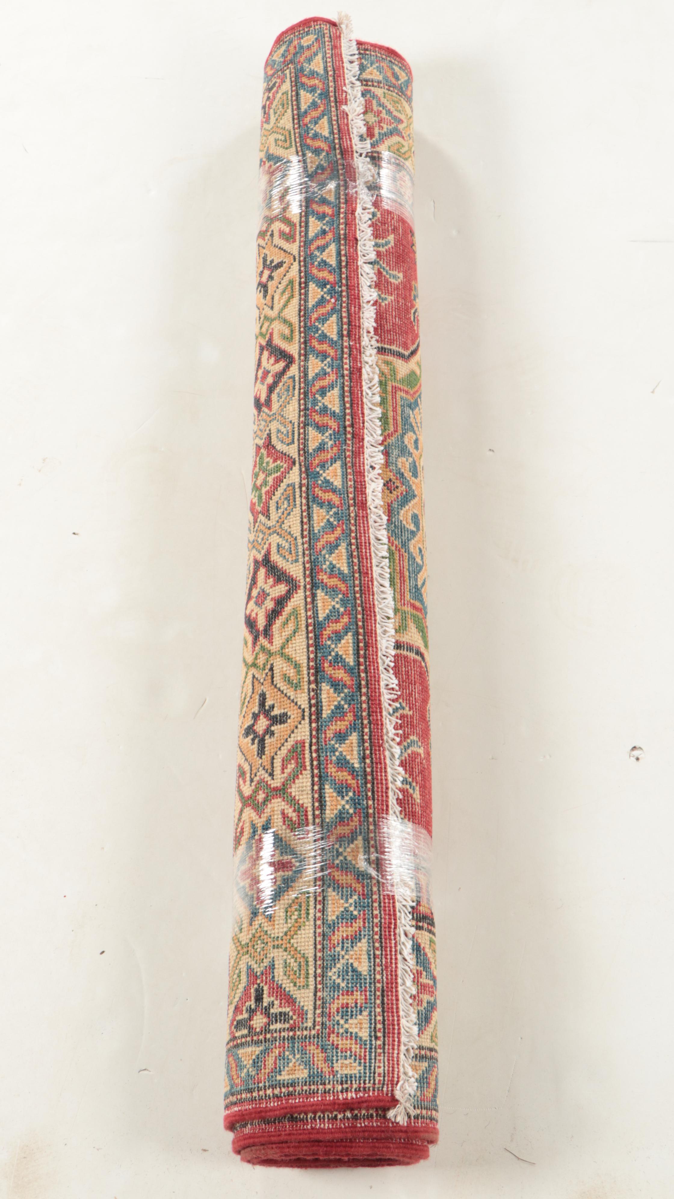 3'11 x 5'9 Hand-Knotted Afghan Kazak Style Area Rug