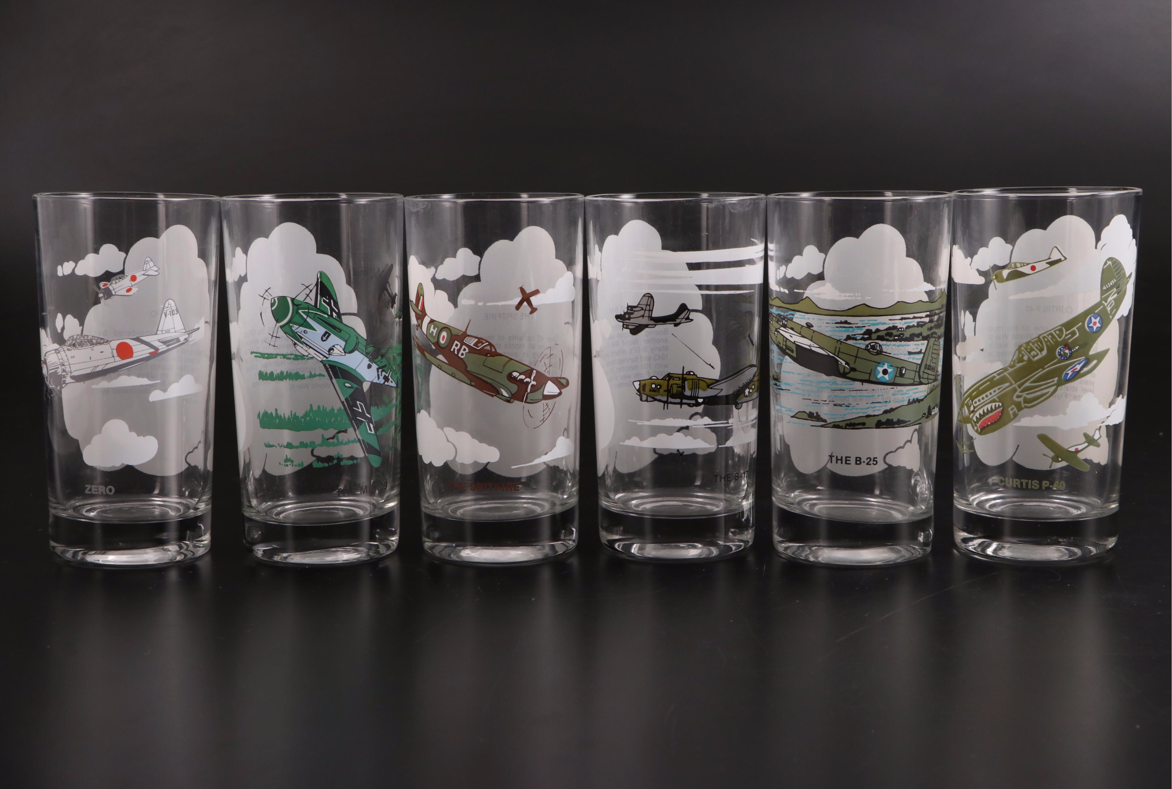 B-52 and Other World War II Fighter Plane Glass Tumblers