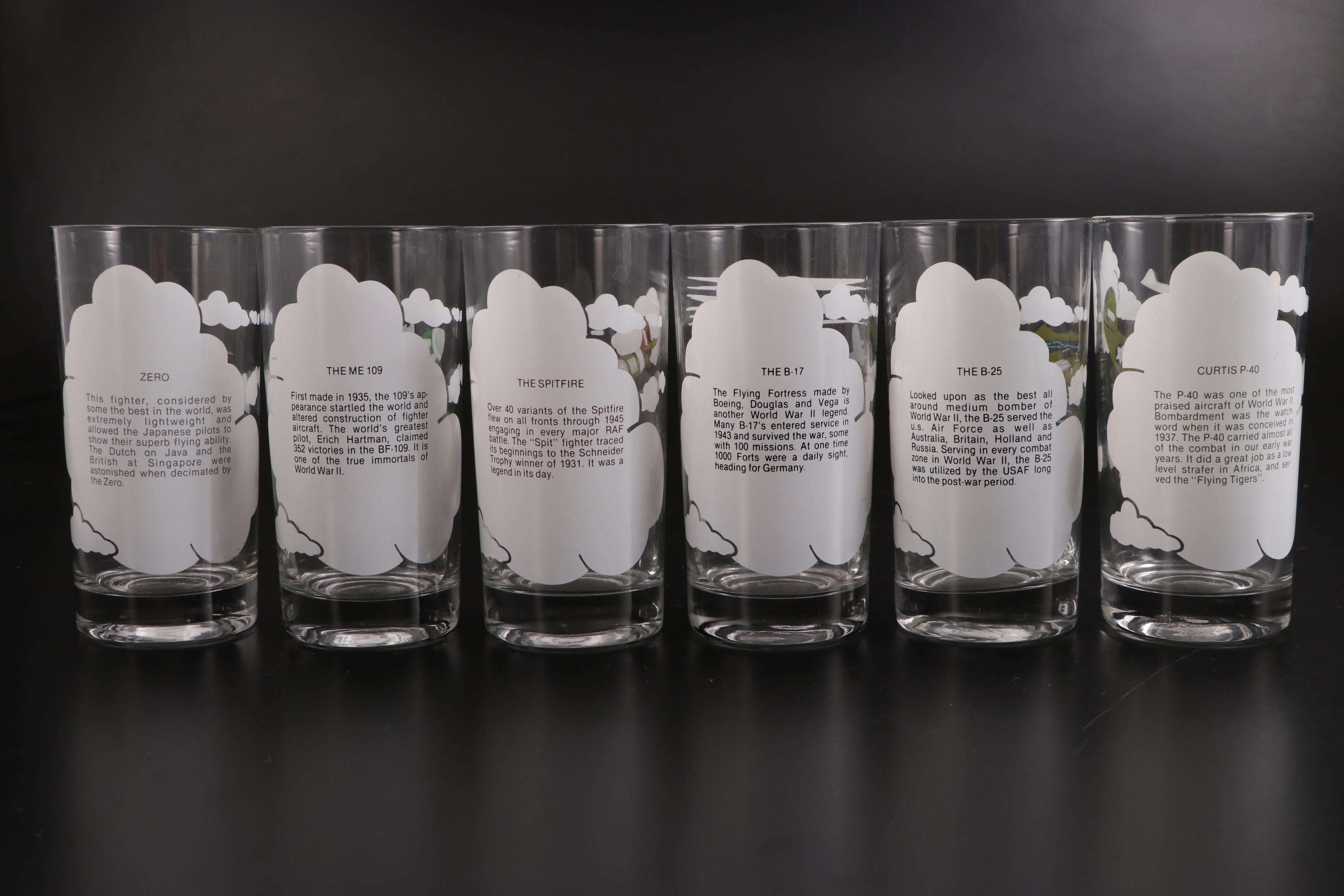 B-52 and Other World War II Fighter Plane Glass Tumblers