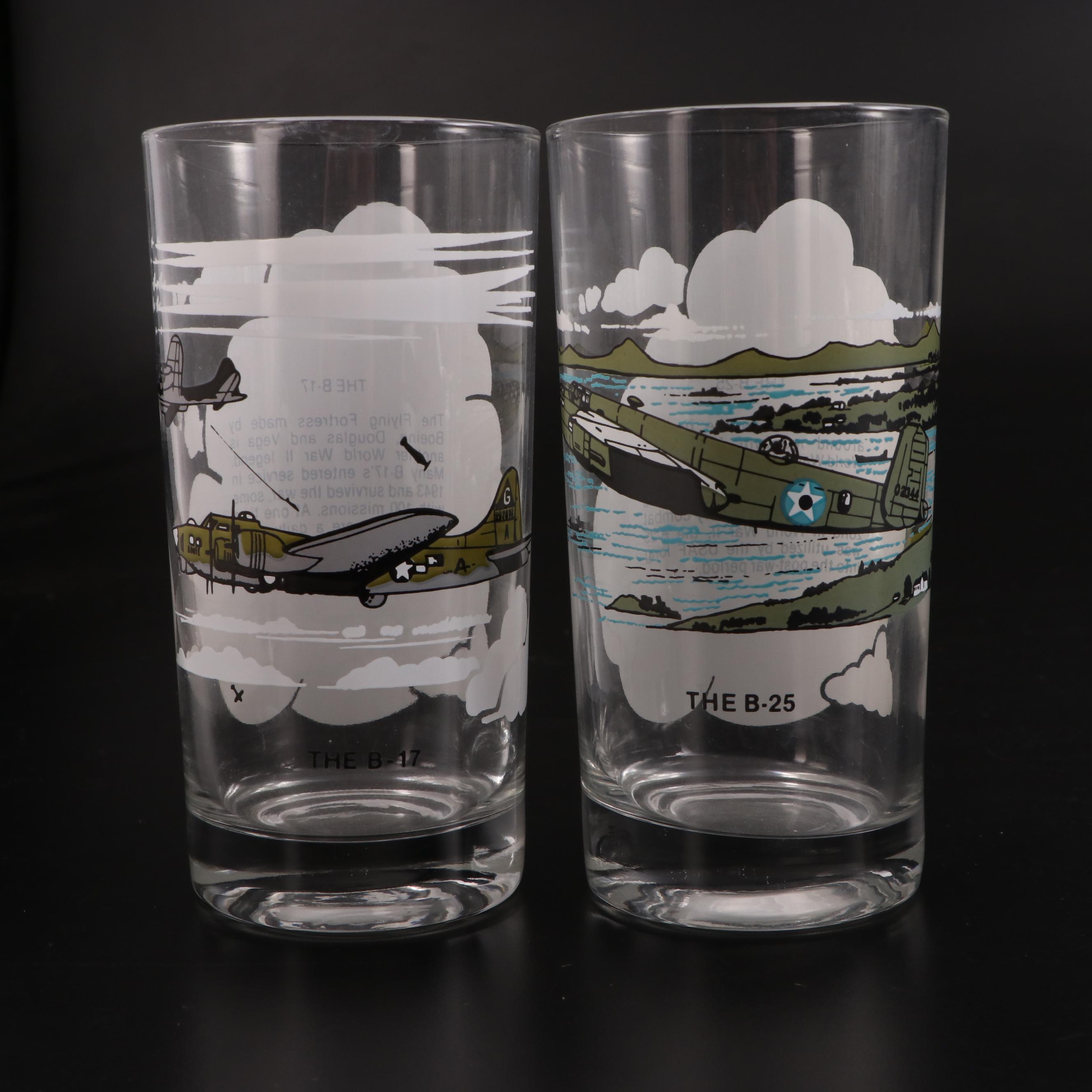B-52 and Other World War II Fighter Plane Glass Tumblers