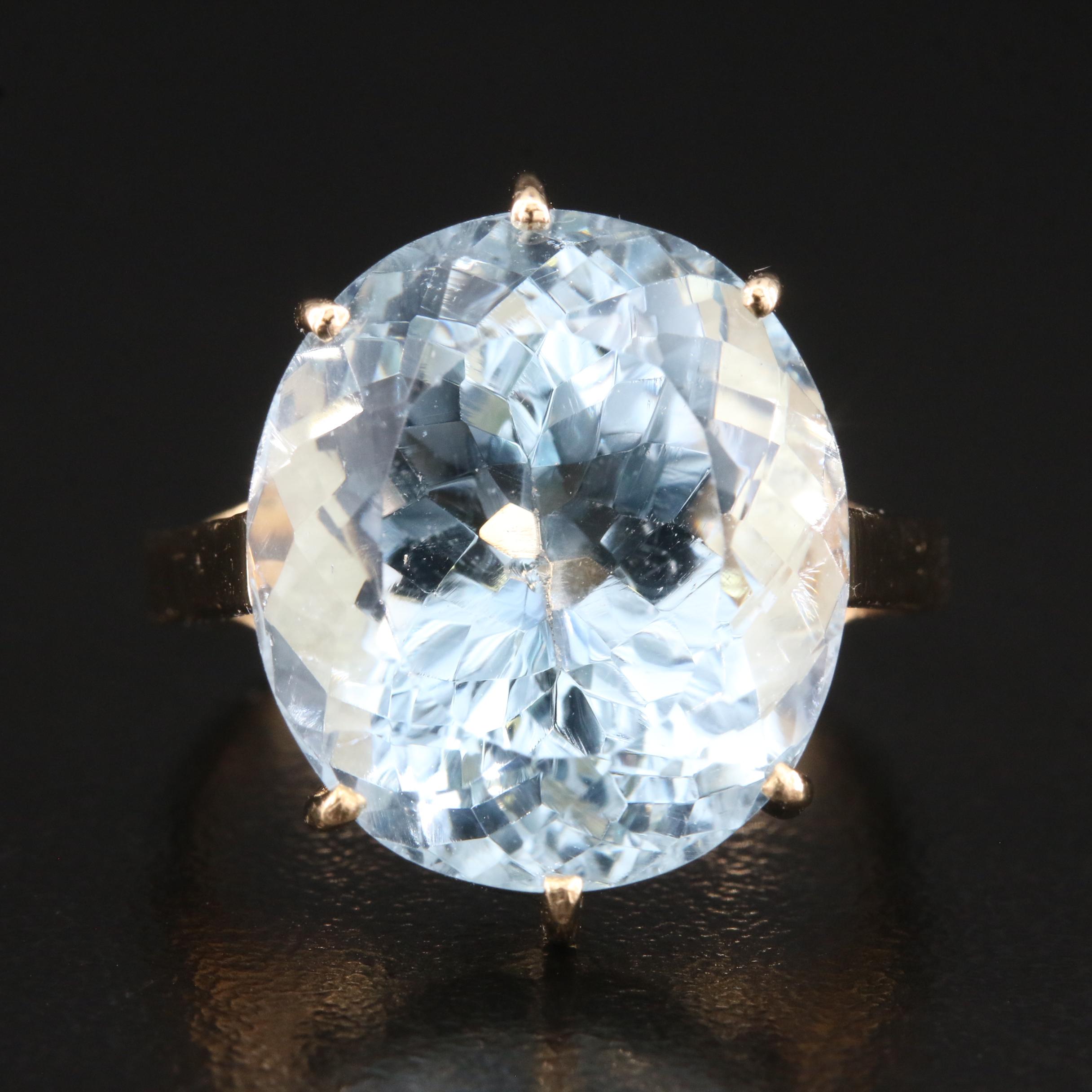 18K 23.02 CT Sky Blue Topaz Ring