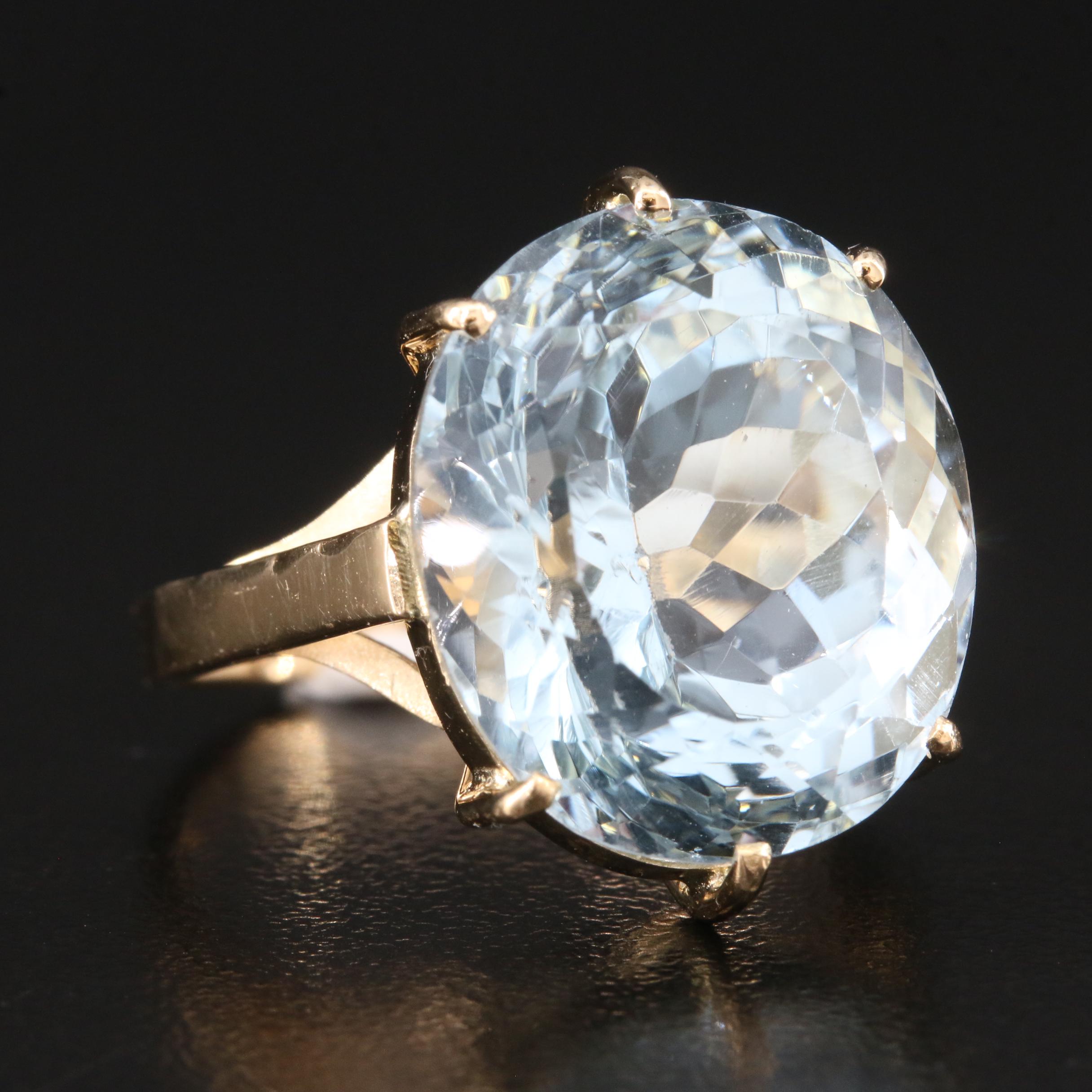 18K 23.02 CT Sky Blue Topaz Ring