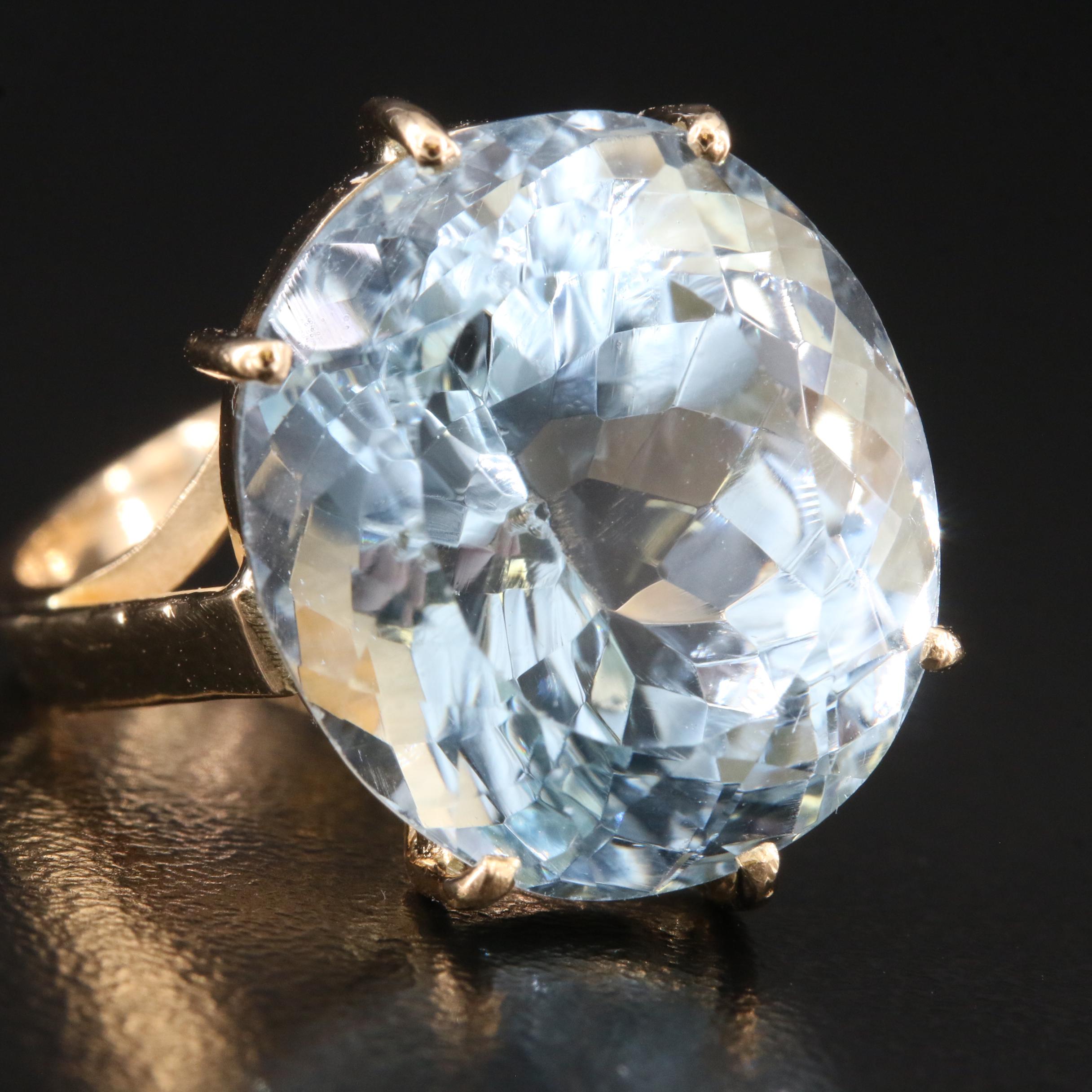 18K 23.02 CT Sky Blue Topaz Ring