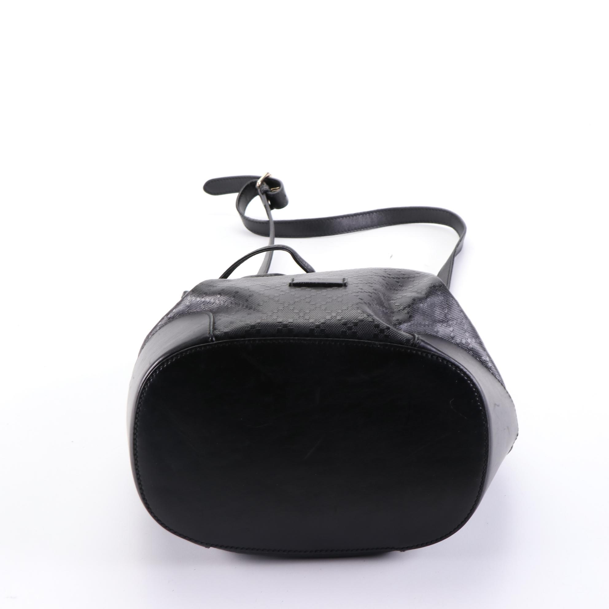 Gucci Bucket Bag in Diamante Coated Canvas and Leather Trim