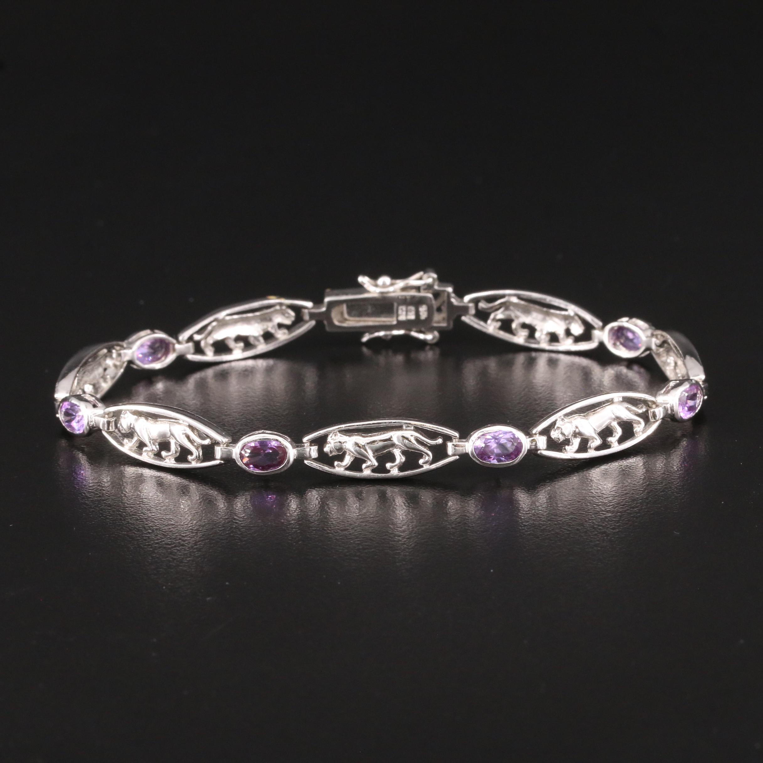 Sterling Color Changing Sapphire Cat Bracelet