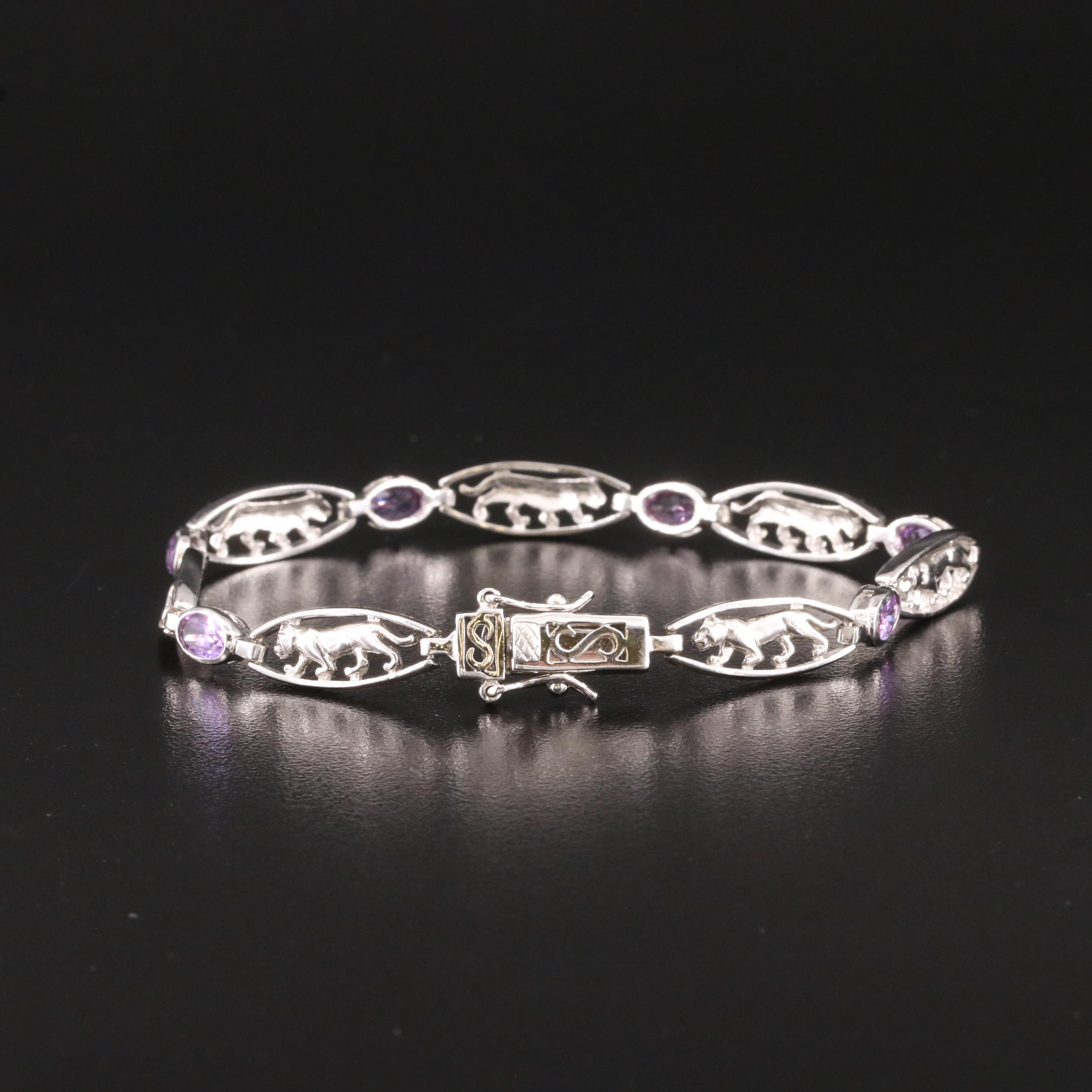 Sterling Color Changing Sapphire Cat Bracelet