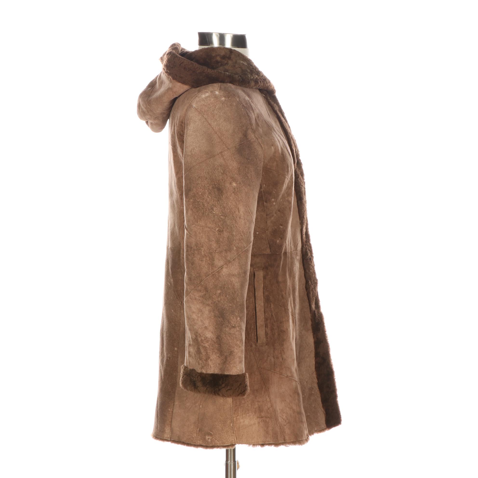 Balmain Hooded Shearling Coat