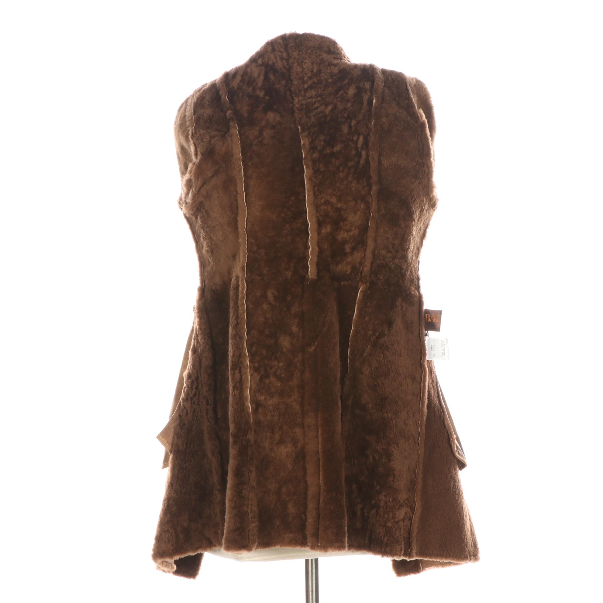 Balmain Hooded Shearling Coat
