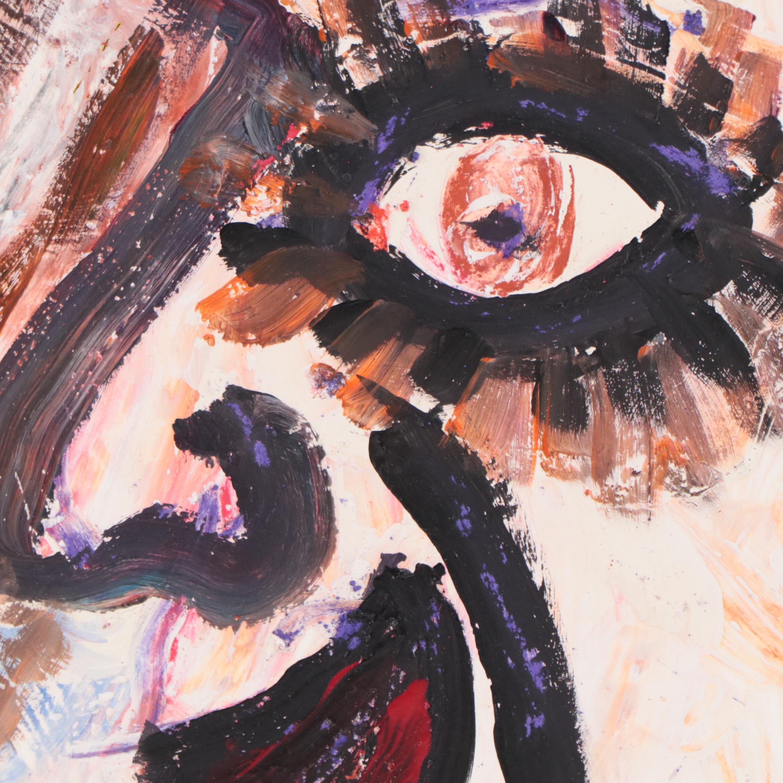 Robert Wright Figural Folk Art Acrylic Painting