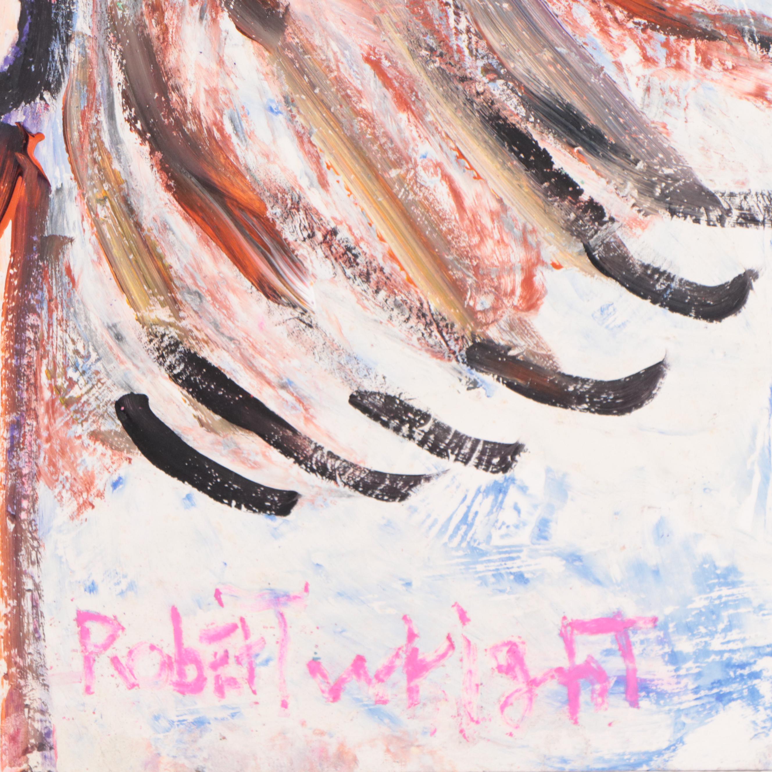 Robert Wright Figural Folk Art Acrylic Painting