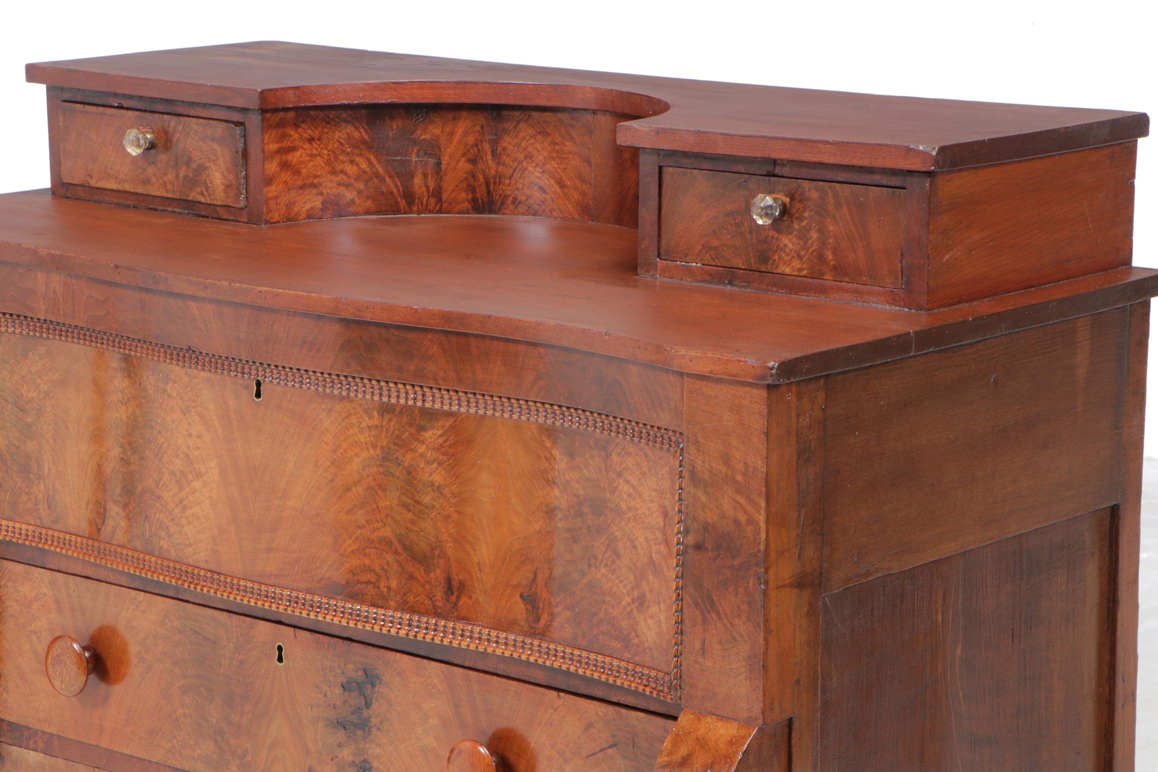 American Empire Walnut and Figured Walnut Chest of Drawers, Mid-19th Century