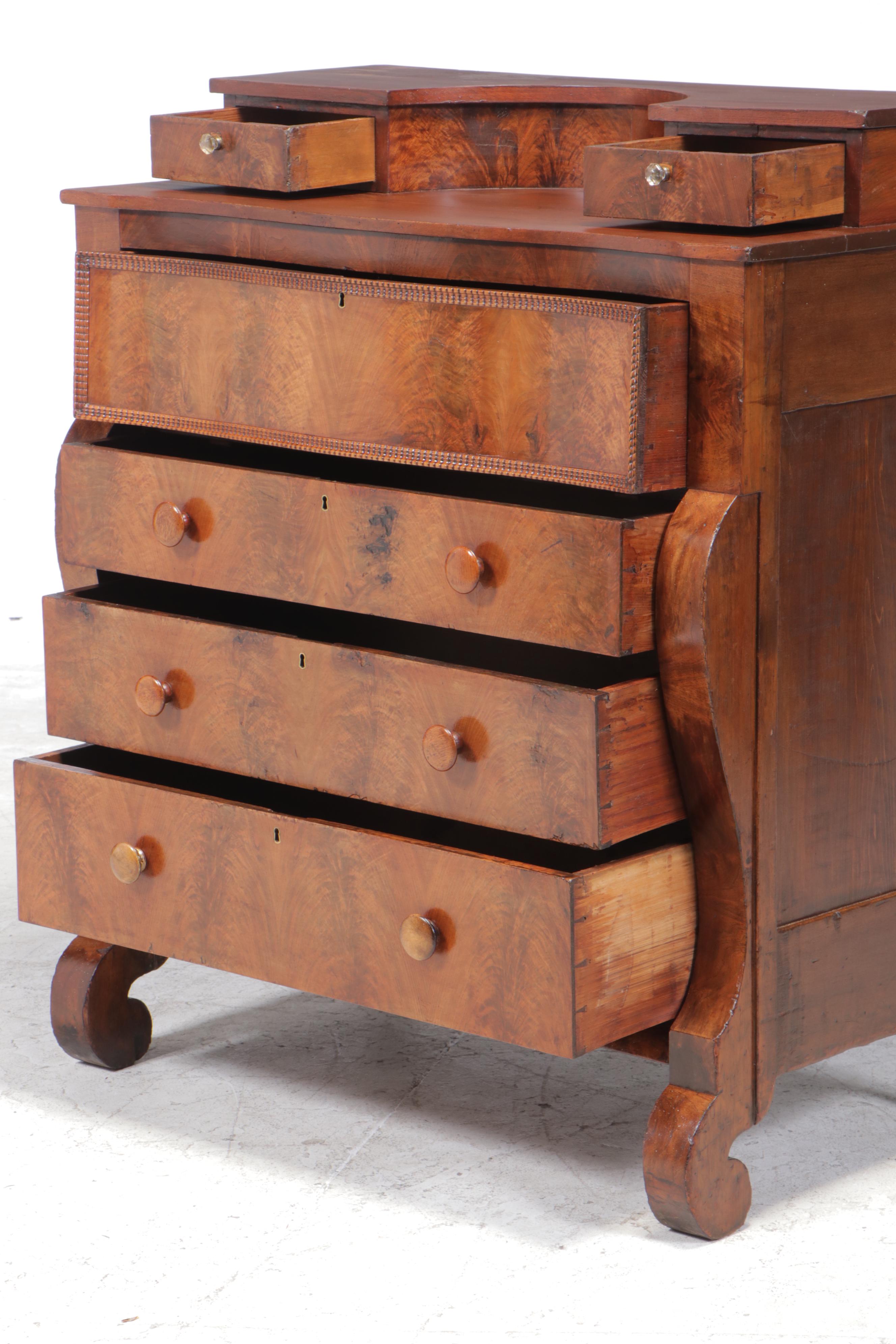 American Empire Walnut and Figured Walnut Chest of Drawers, Mid-19th Century