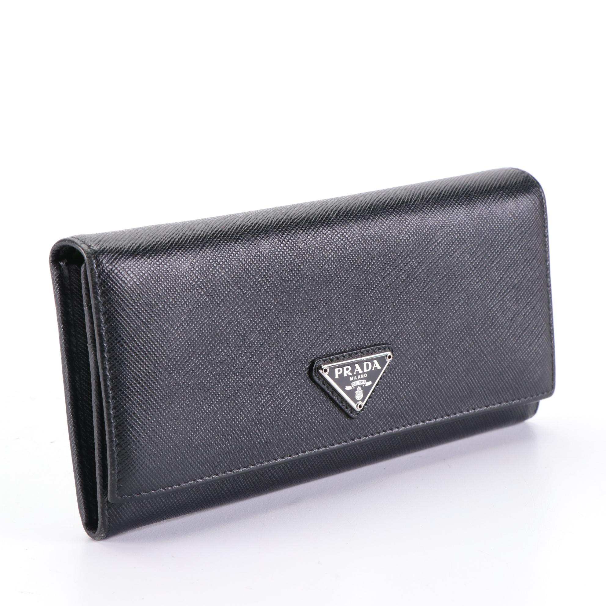 Prada Triangle Logo Flap Wallet 1MH132 in Saffiano Leather
