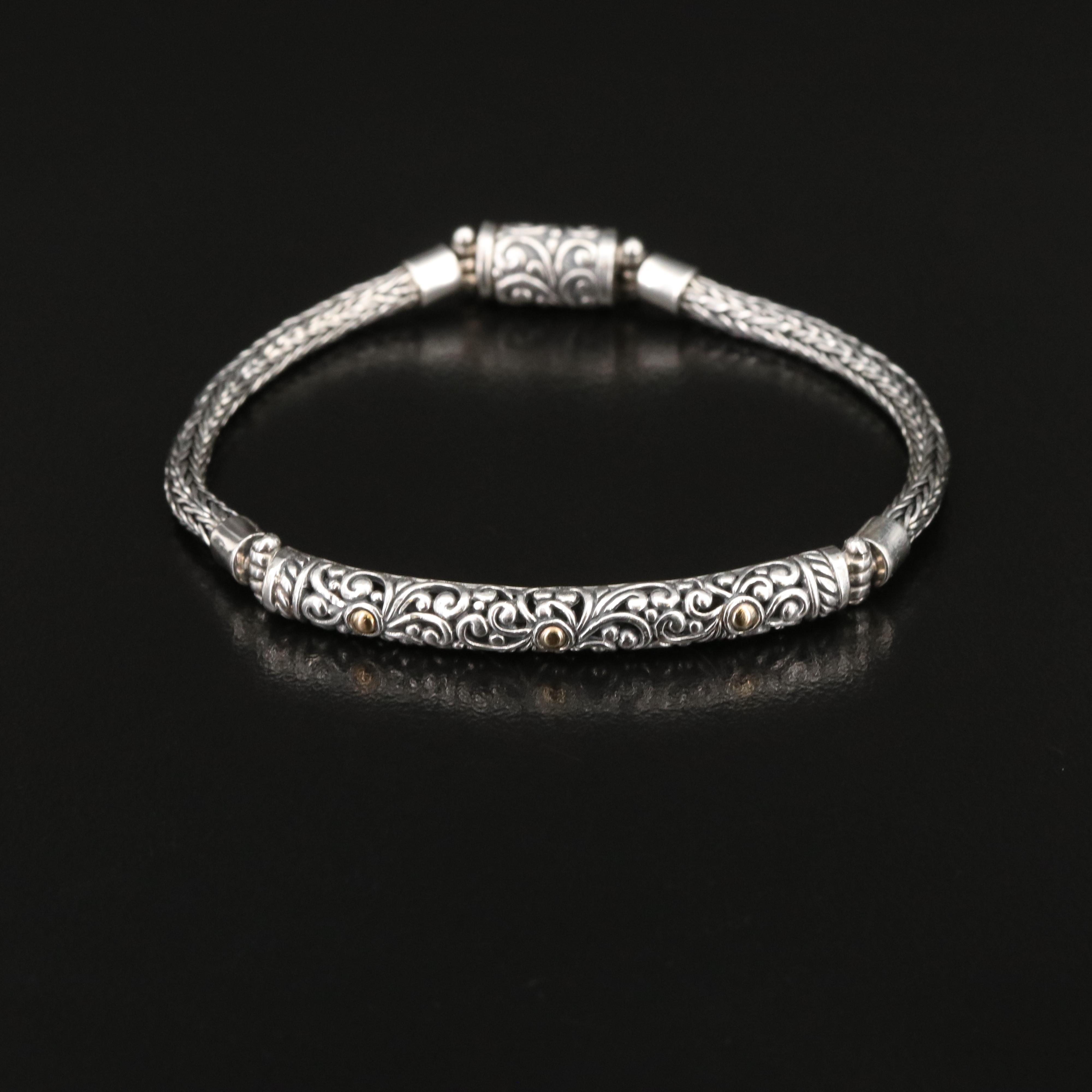 Sterling Scrollwork Bracelet with 18K Accents