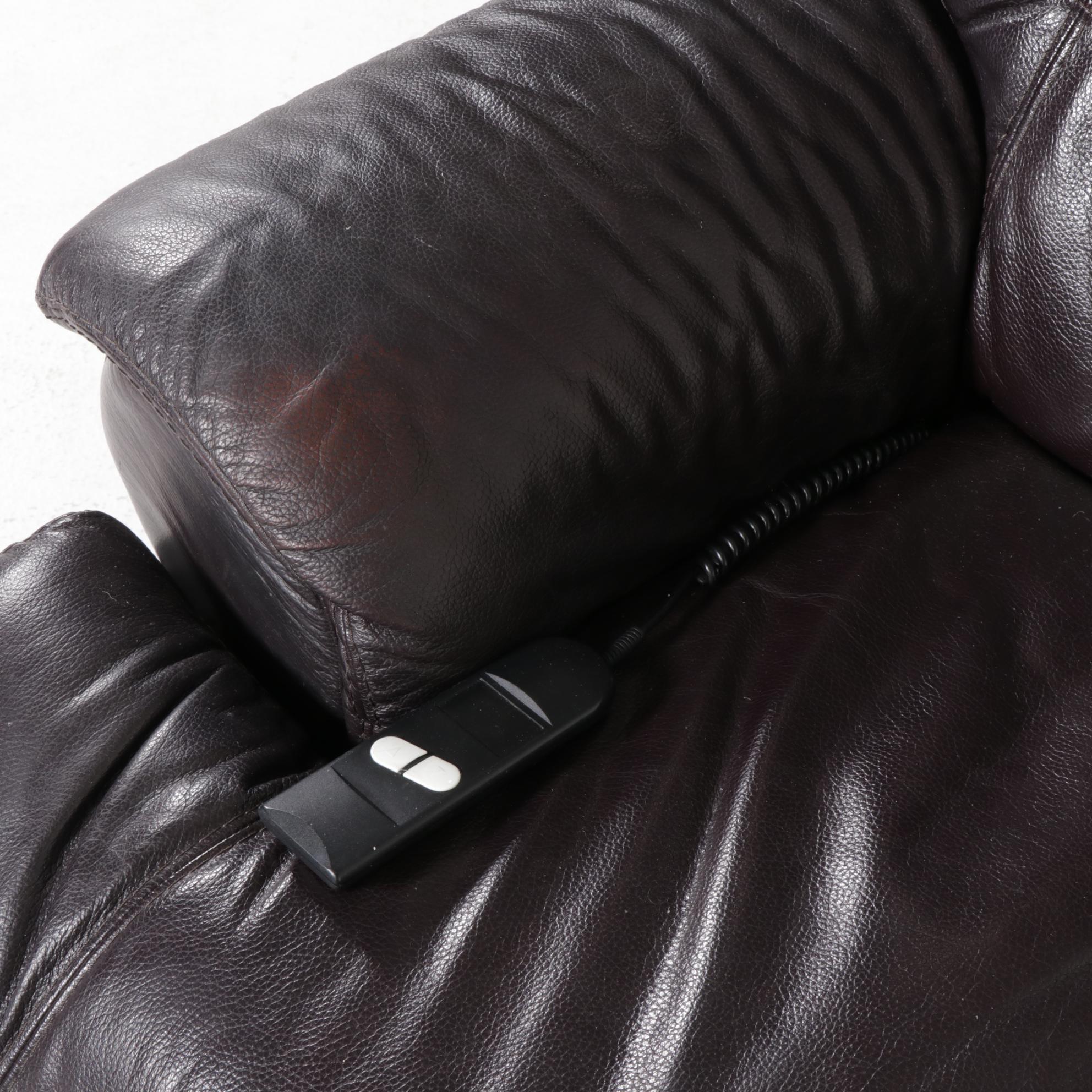 Chateau D'Ax Block-Tufted Leather Two-Seat Power Reclining Sofa