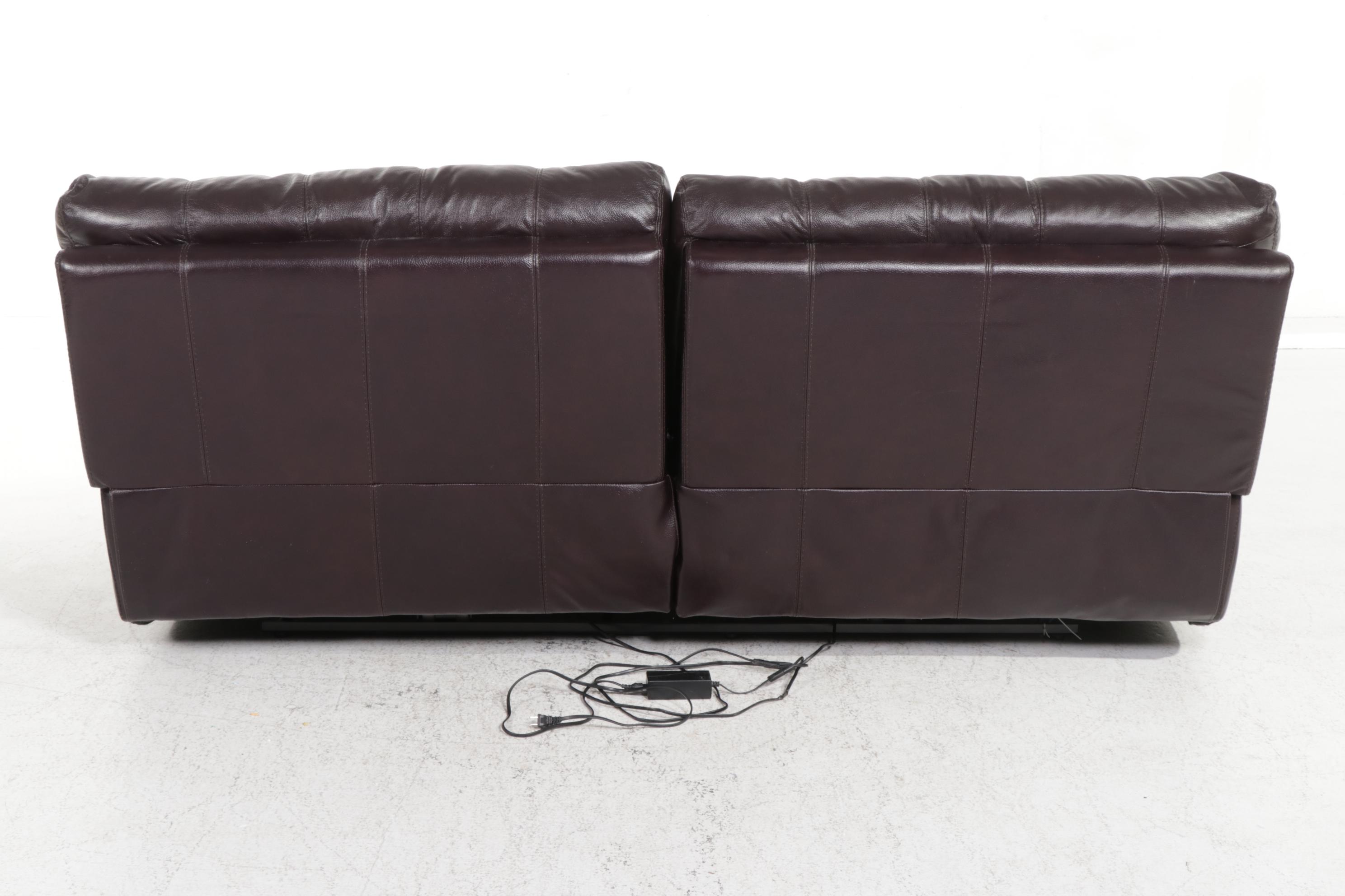 Chateau D'Ax Block-Tufted Leather Two-Seat Power Reclining Sofa