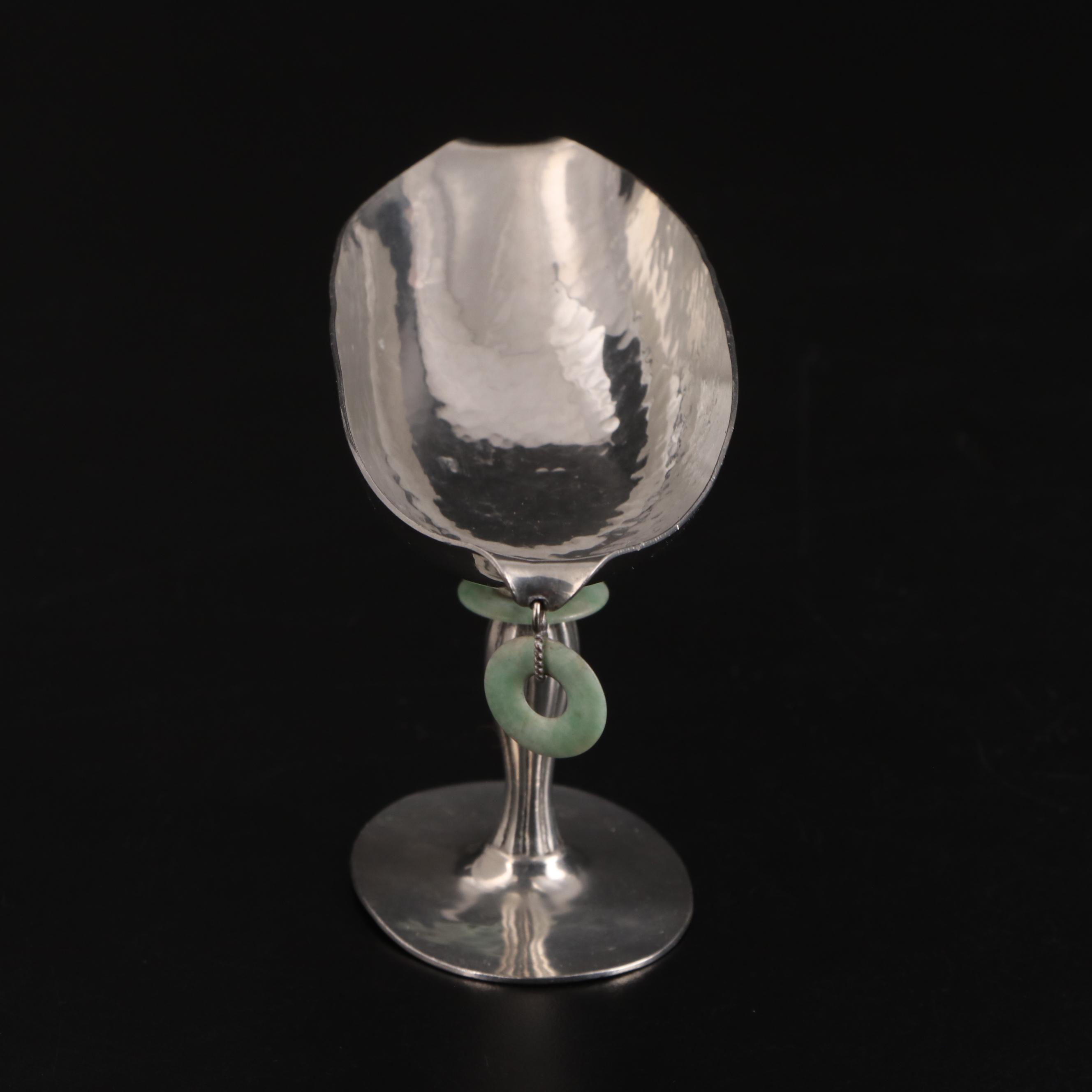 Art Deco Style Metal Compote with Stone Accents and Other Boxes