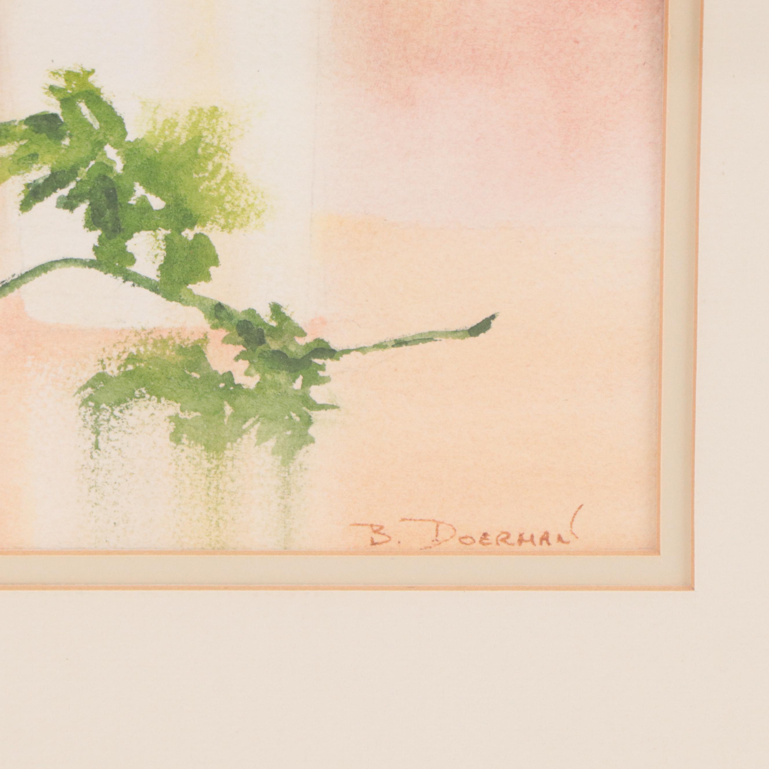 B. Doerman Watercolor Painting of Floral Still Life