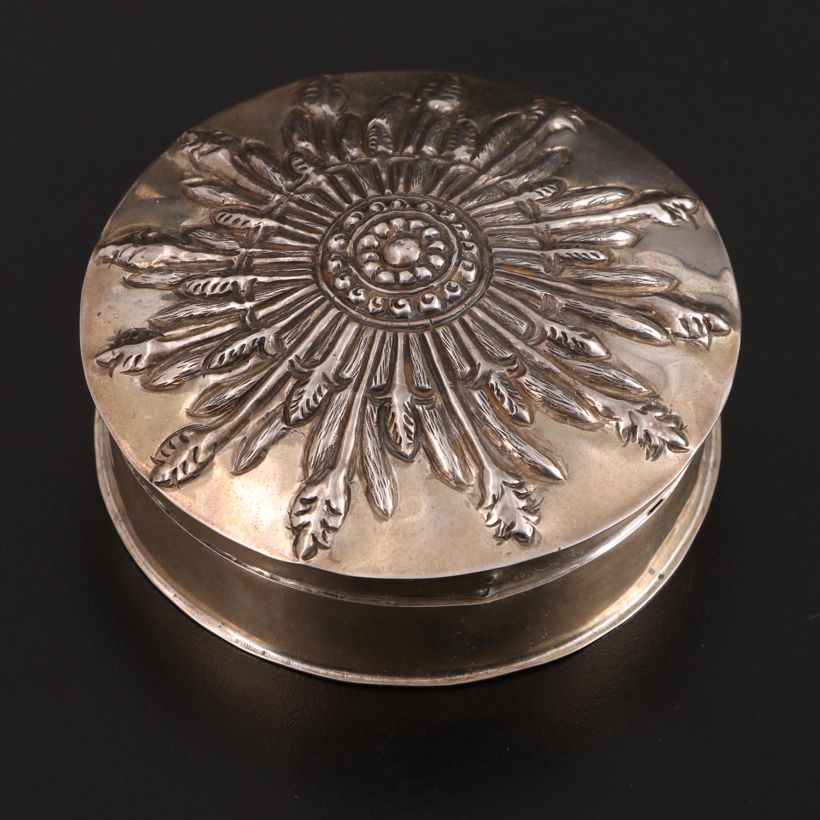 Art Deco Style Metal Compote with Stone Accents and Other Boxes