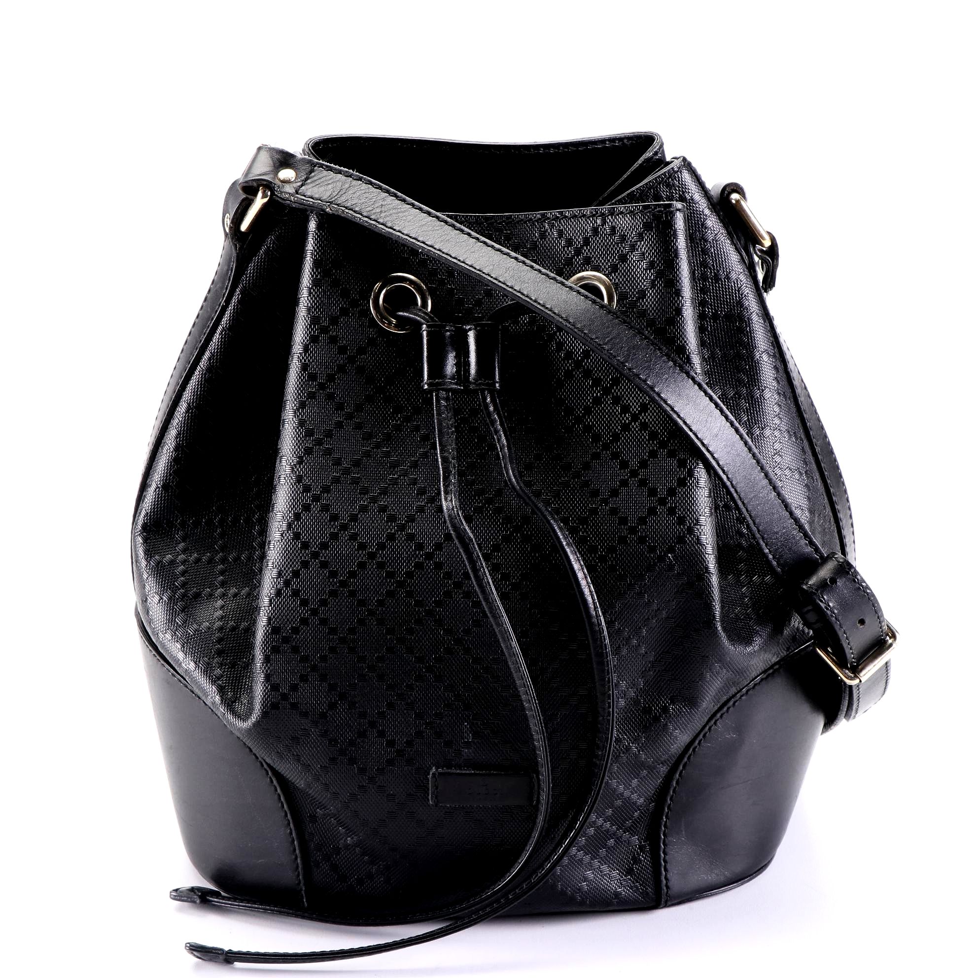 Gucci Bucket Bag in Diamante Coated Canvas and Leather Trim