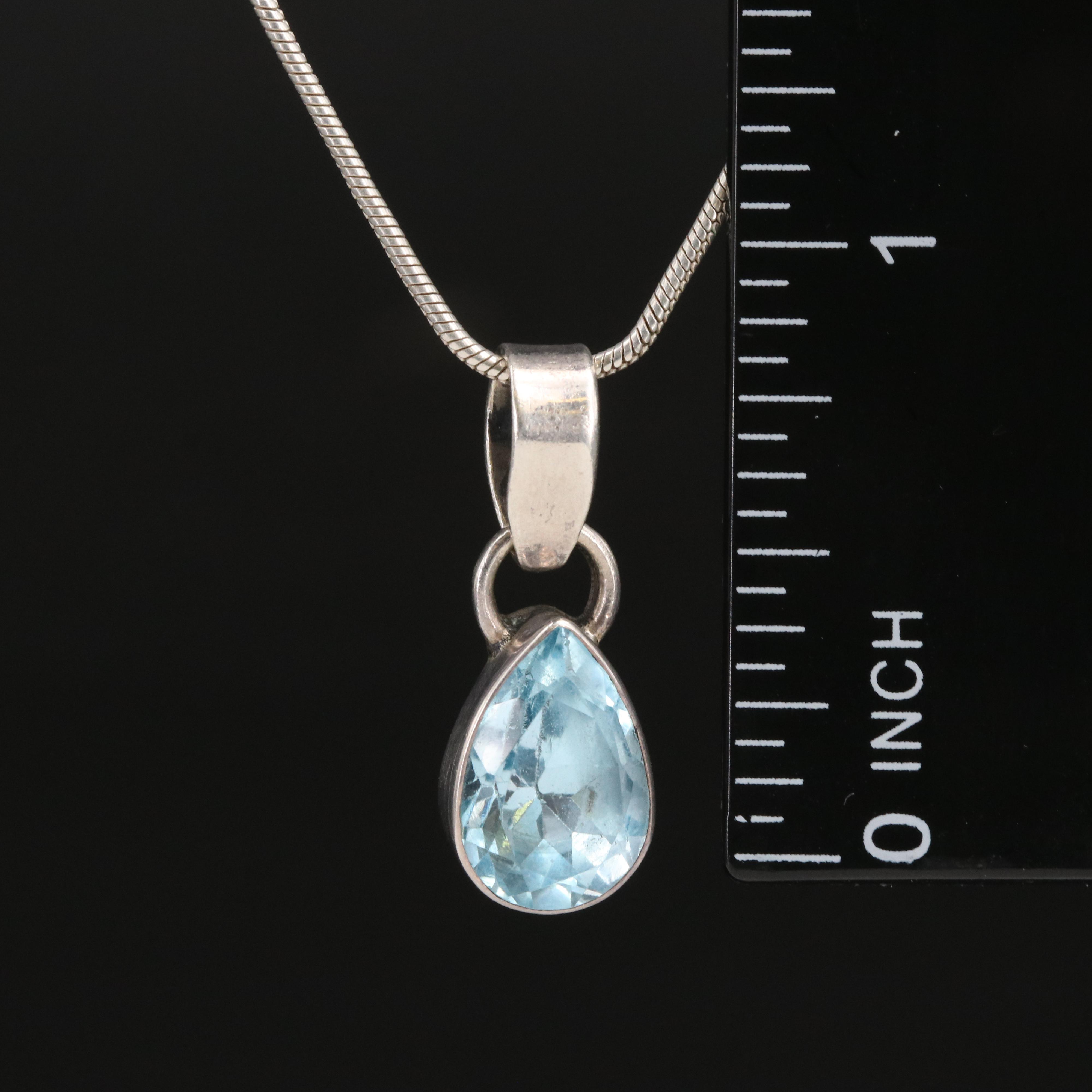 Sterling Sky Blue Topaz Teardrop Pendant Necklace