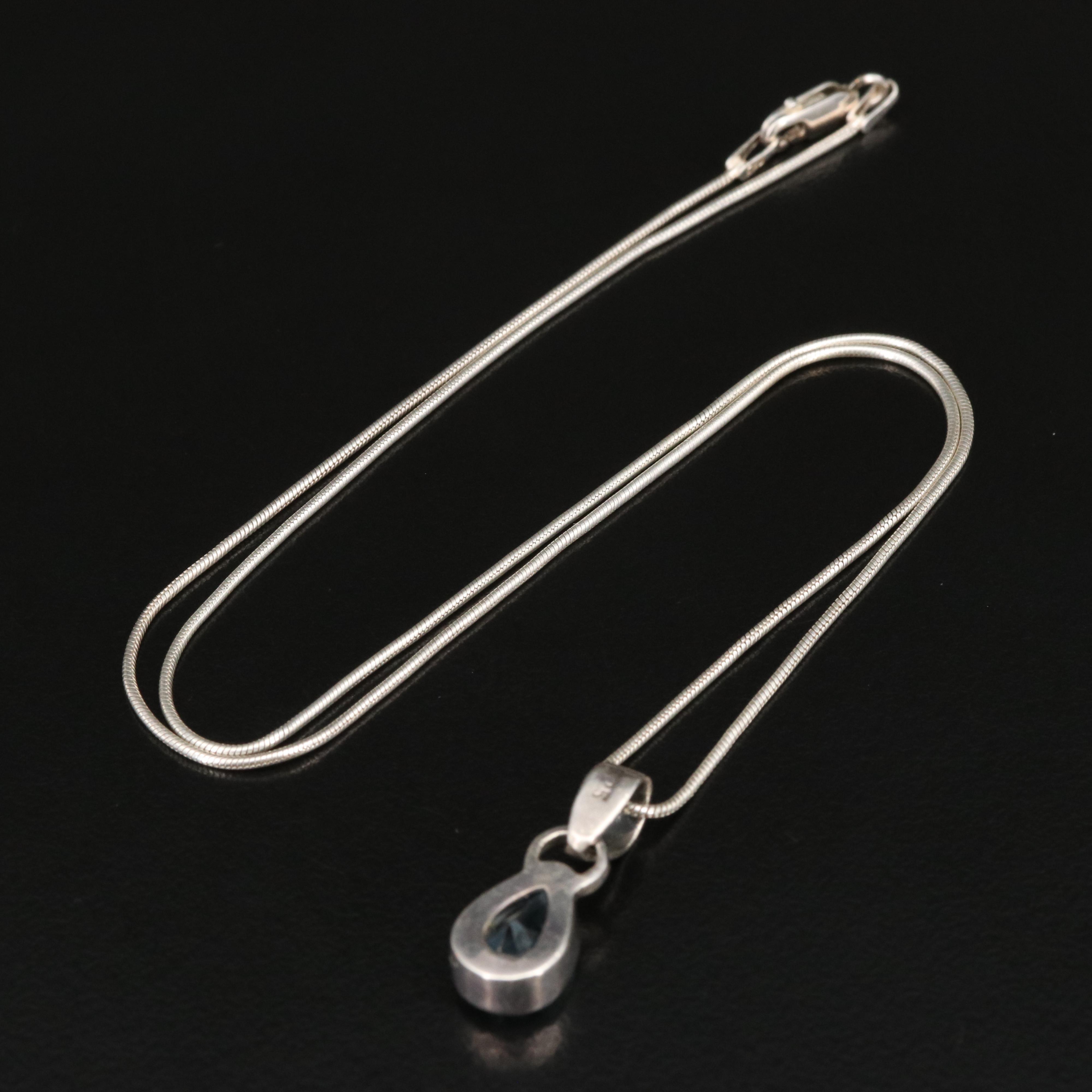 Sterling Sky Blue Topaz Teardrop Pendant Necklace