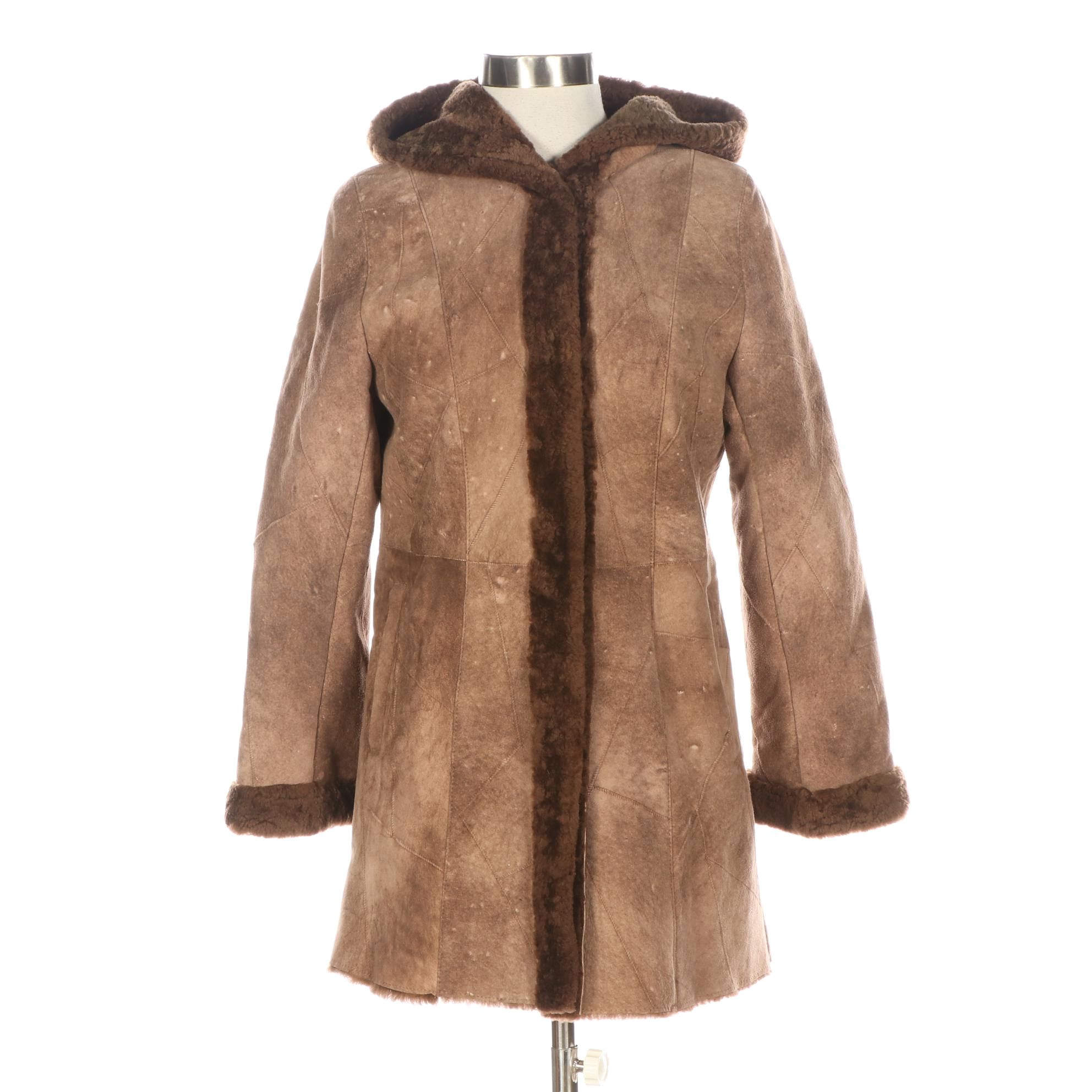 Balmain Hooded Shearling Coat