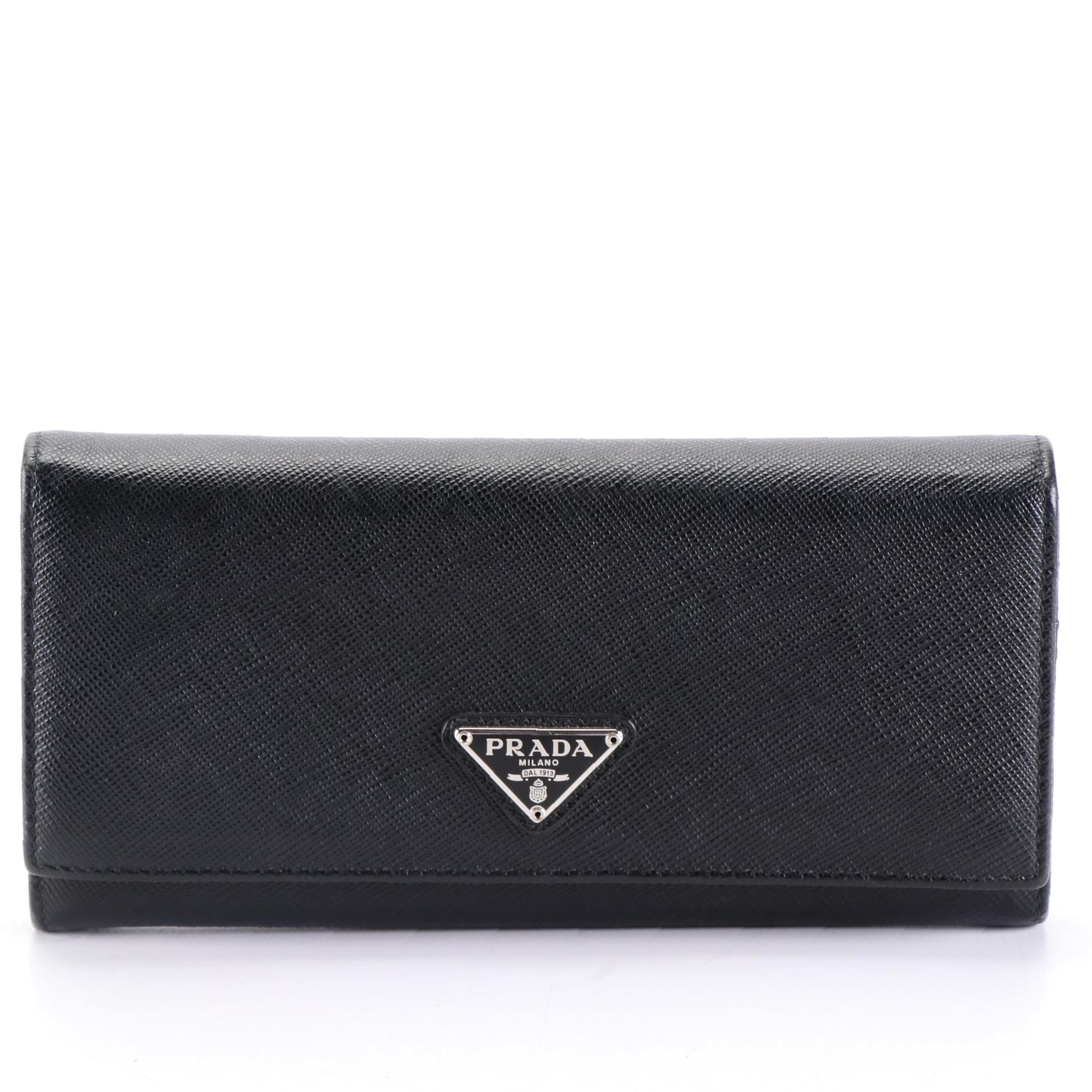 Prada Triangle Logo Flap Wallet 1MH132 in Saffiano Leather