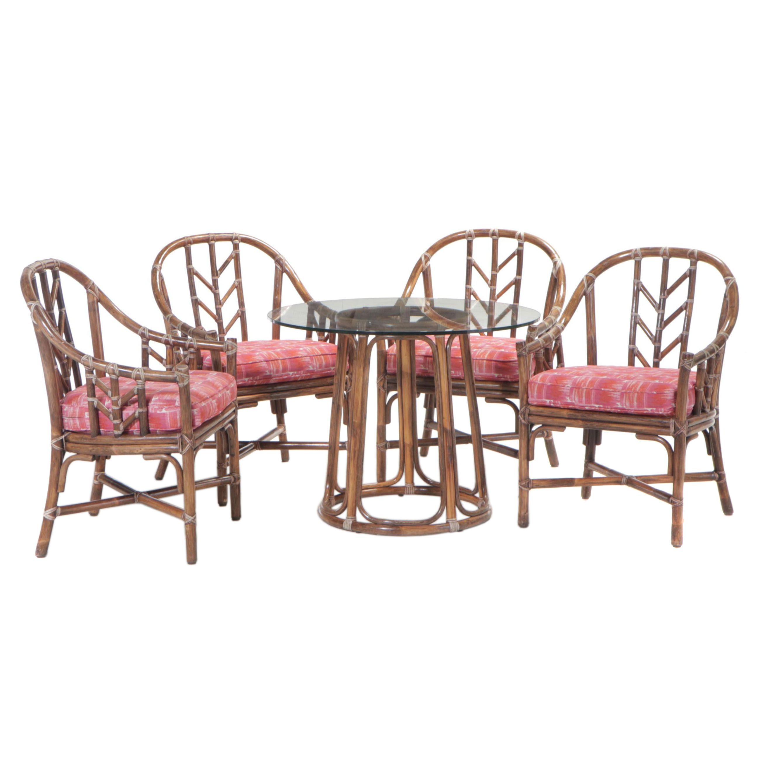 McGuire Five-Piece Rattan Dining Set, Late 20th Century