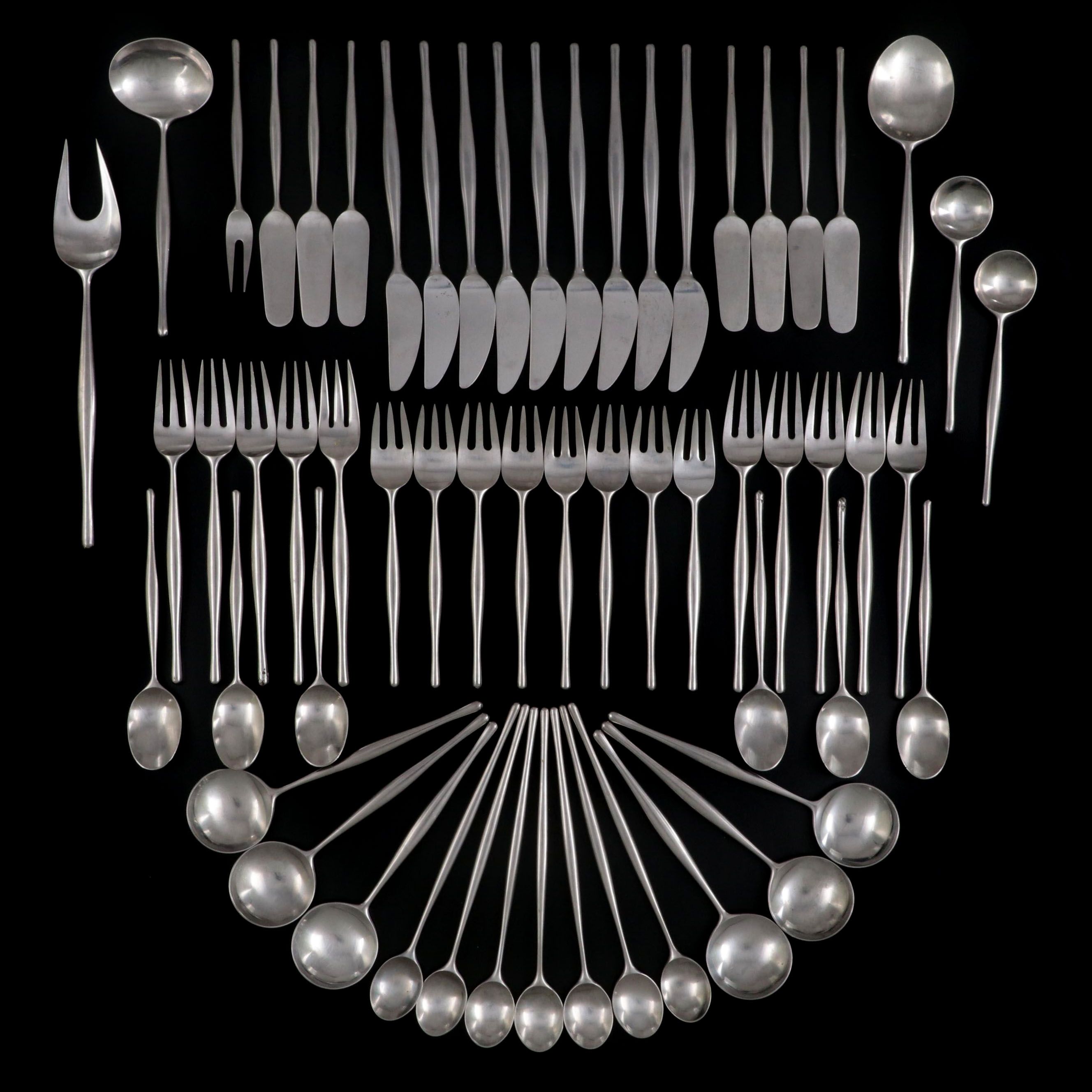 Lauffer Norway "Design 3" Stainless Flatware,  Mid to Late 20th Century