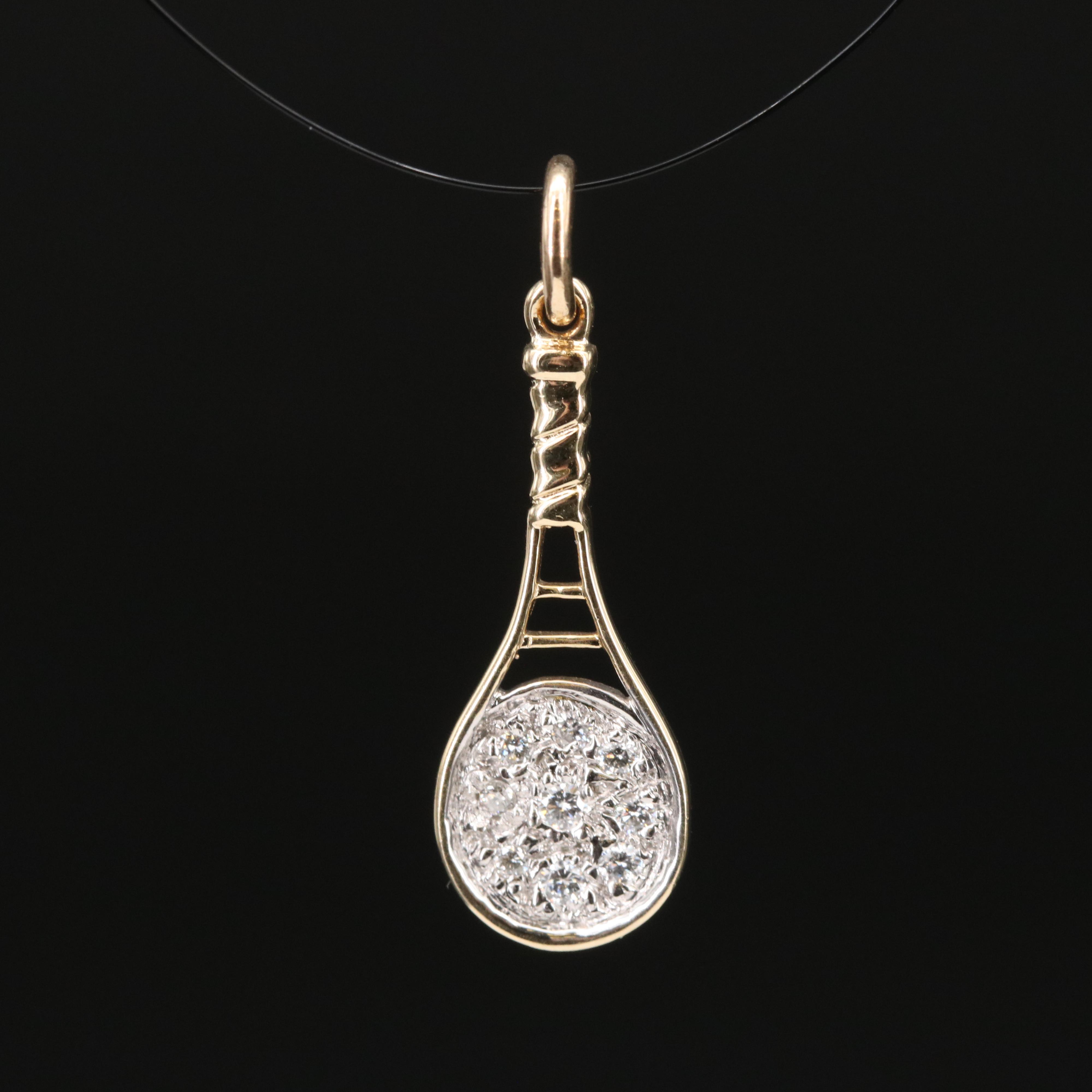 14K 0.09 CTW Diamond Tennis Racket Pendant