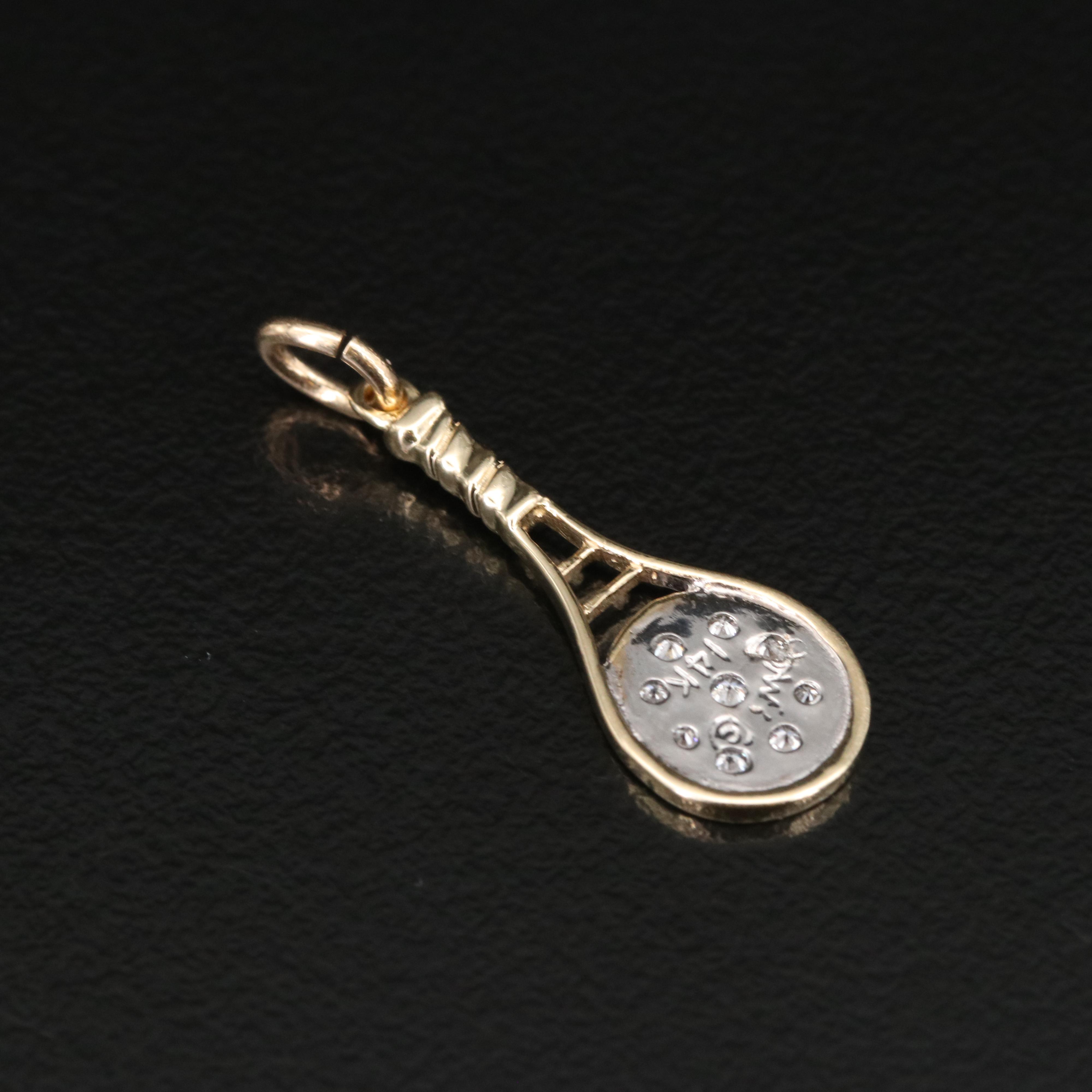 14K 0.09 CTW Diamond Tennis Racket Pendant
