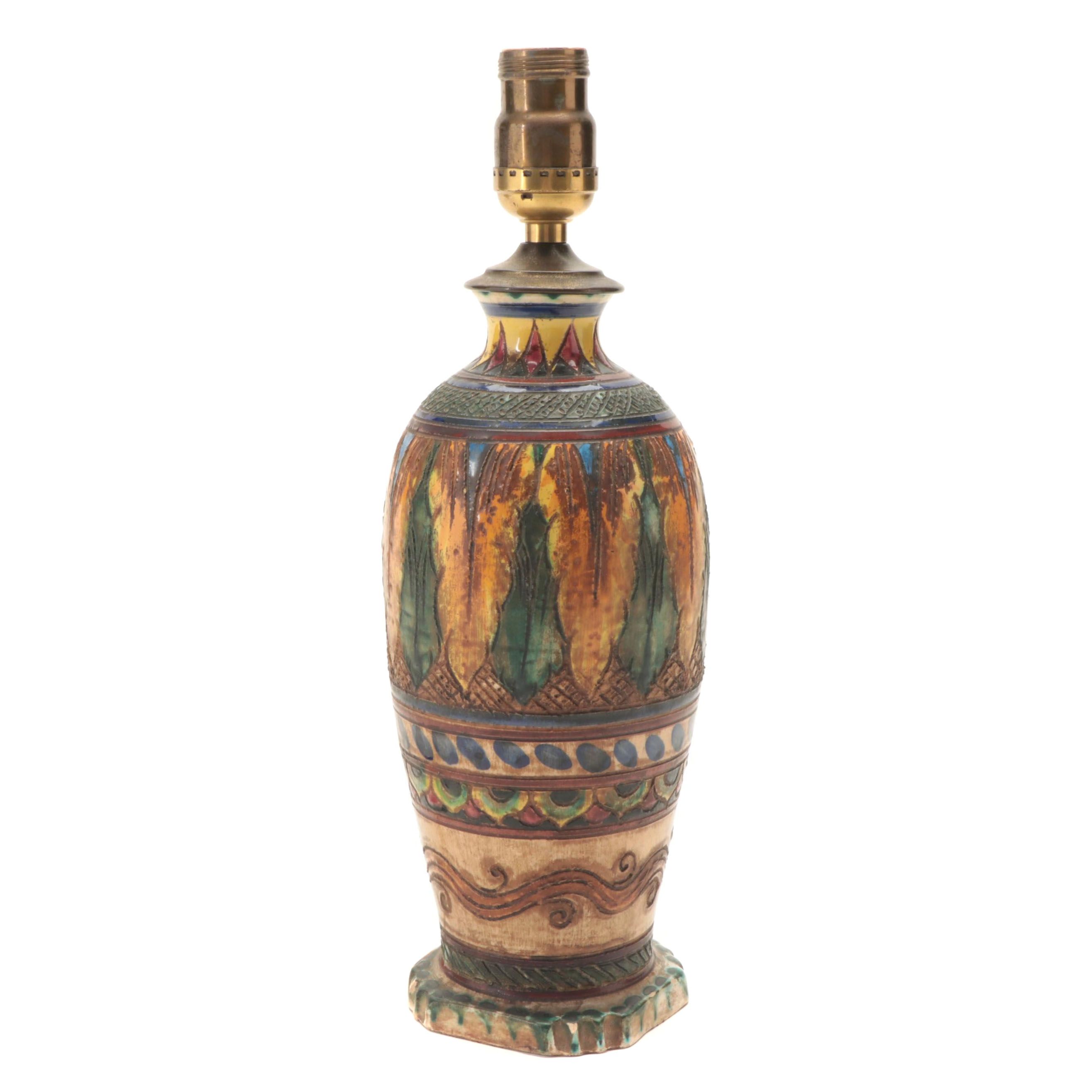 Italian Glazed Ceramic Table Lamp, Mid-Late 20th Century