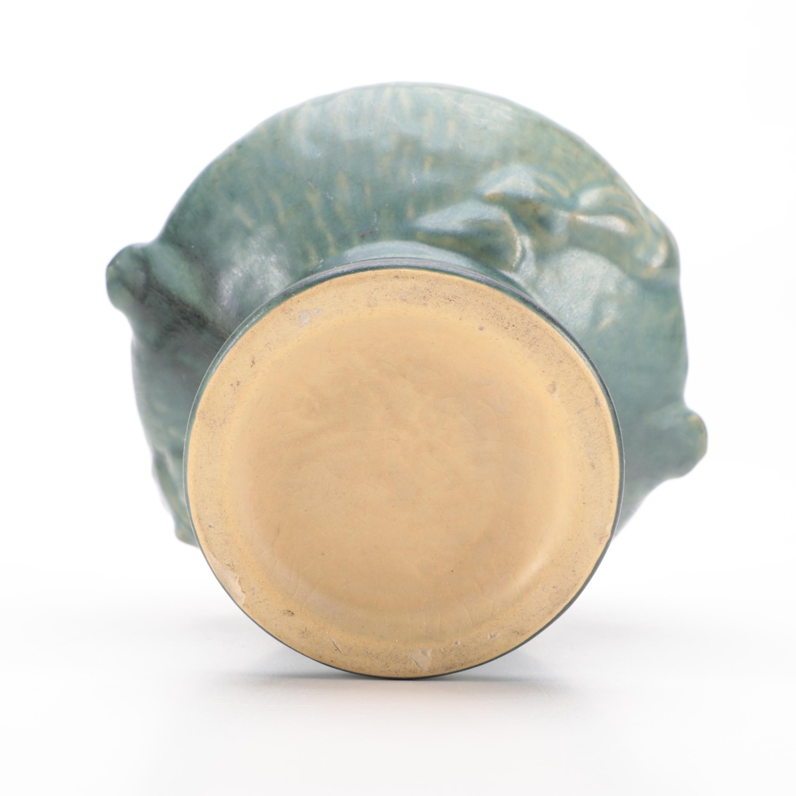 Roseville Pottery Clematis Vase, Candlesticks and Console Bowl