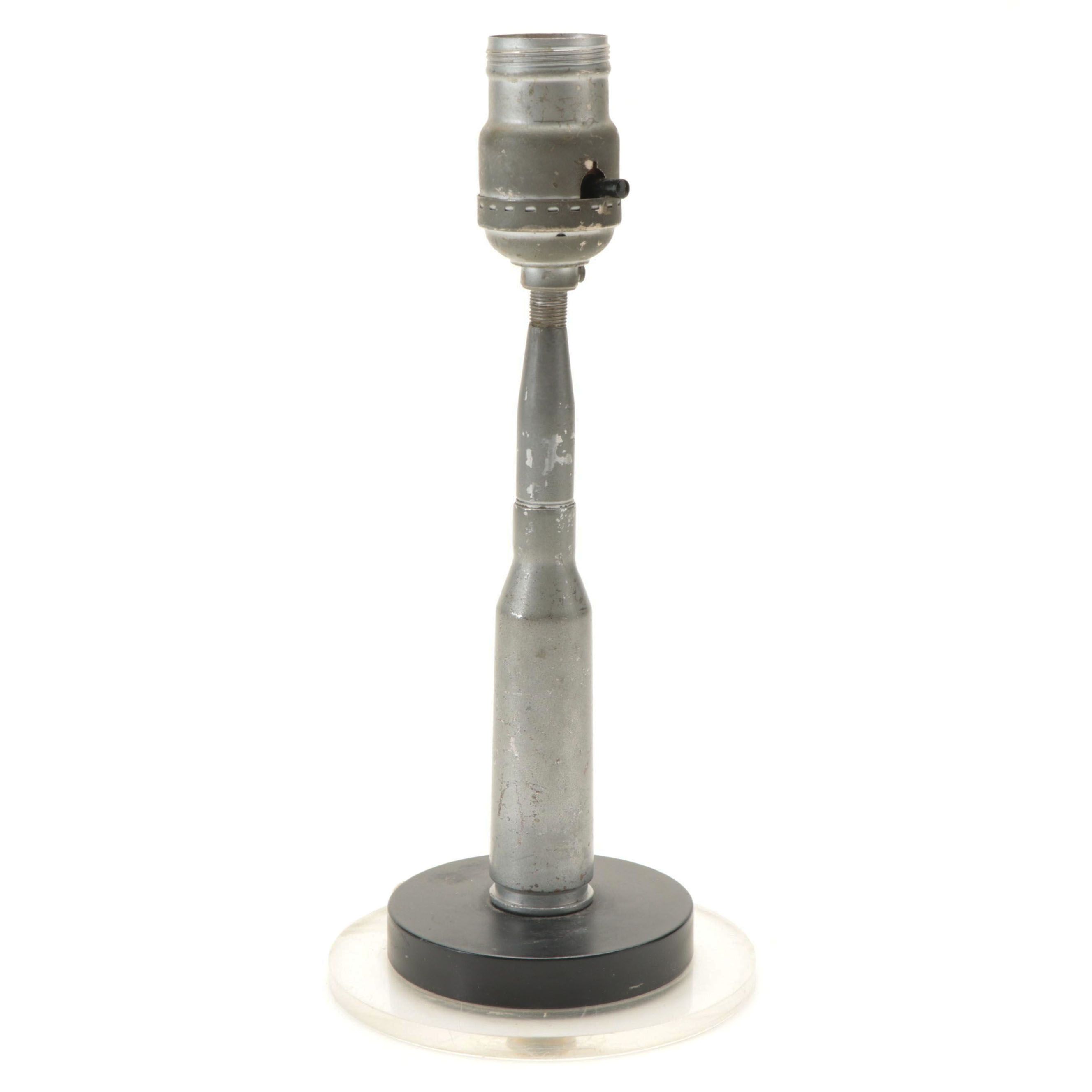 Modern Metal and Acrylic Ammunition Base Boudoir Lamp