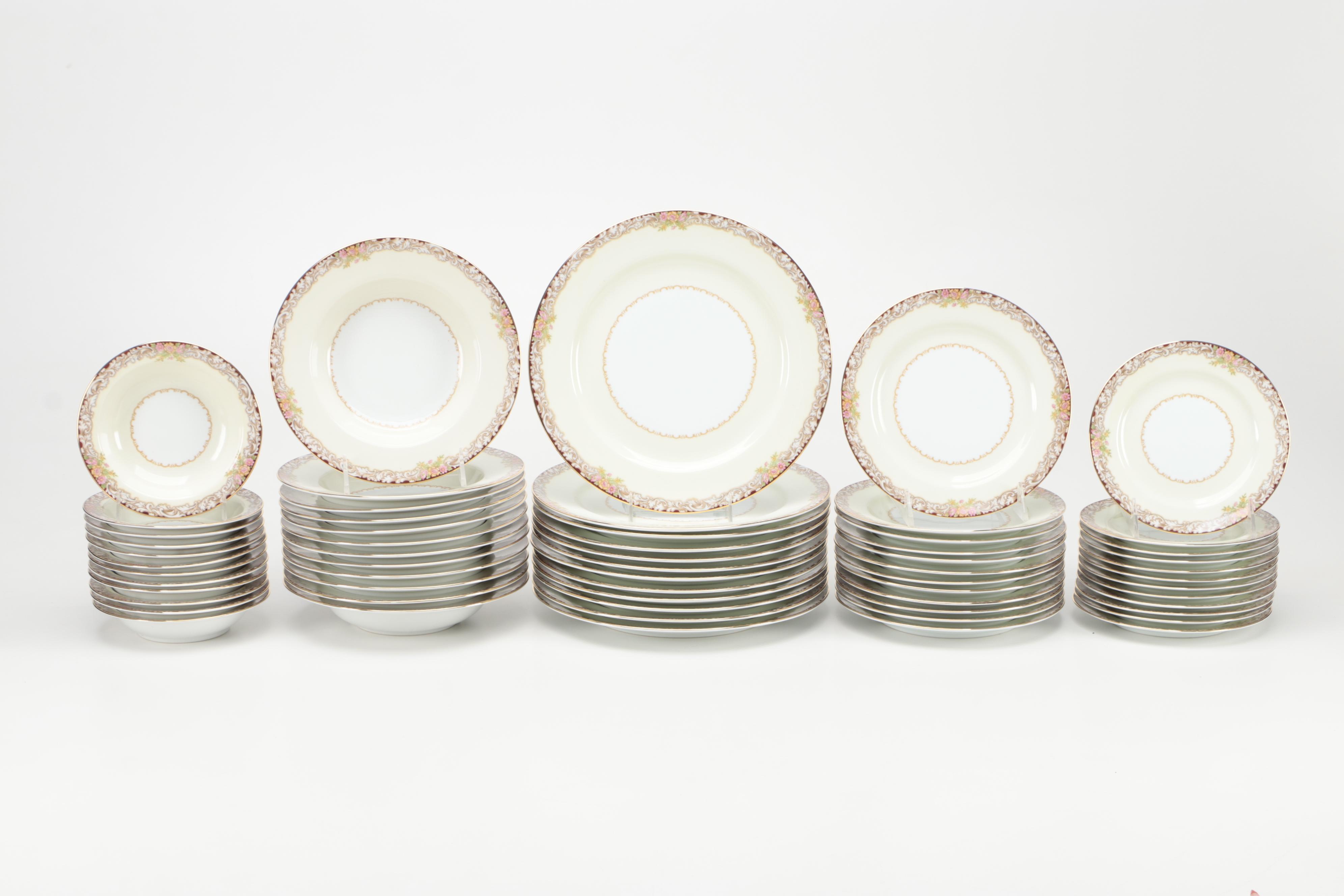 Noritake "Harmony" Porcelain Dinnerware and Serveware, Mid-20th Century