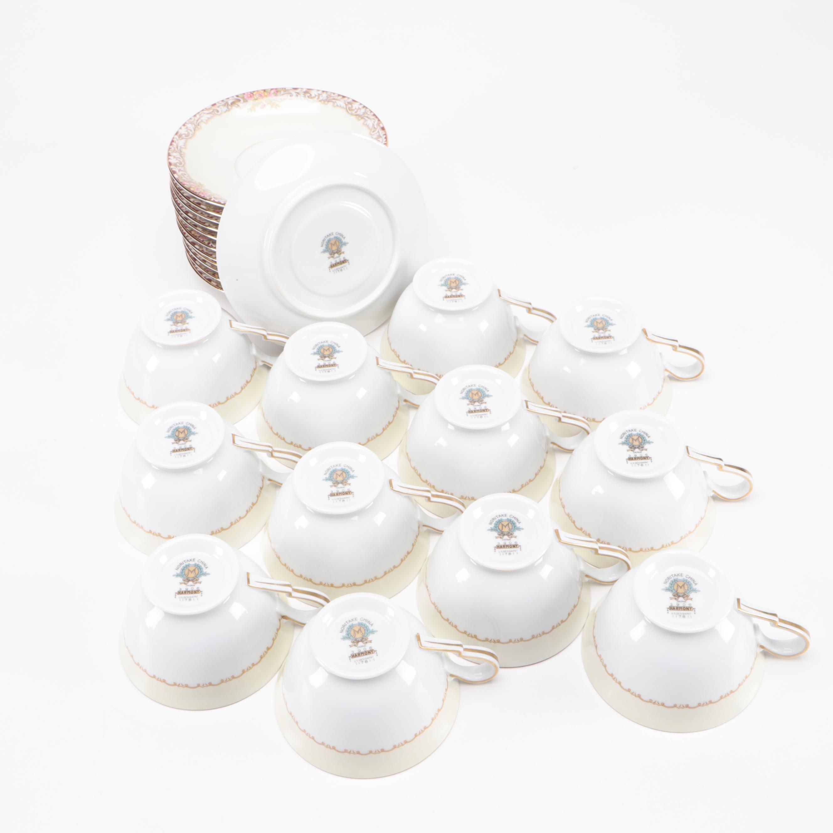 Noritake "Harmony" Porcelain Dinnerware and Serveware, Mid-20th Century