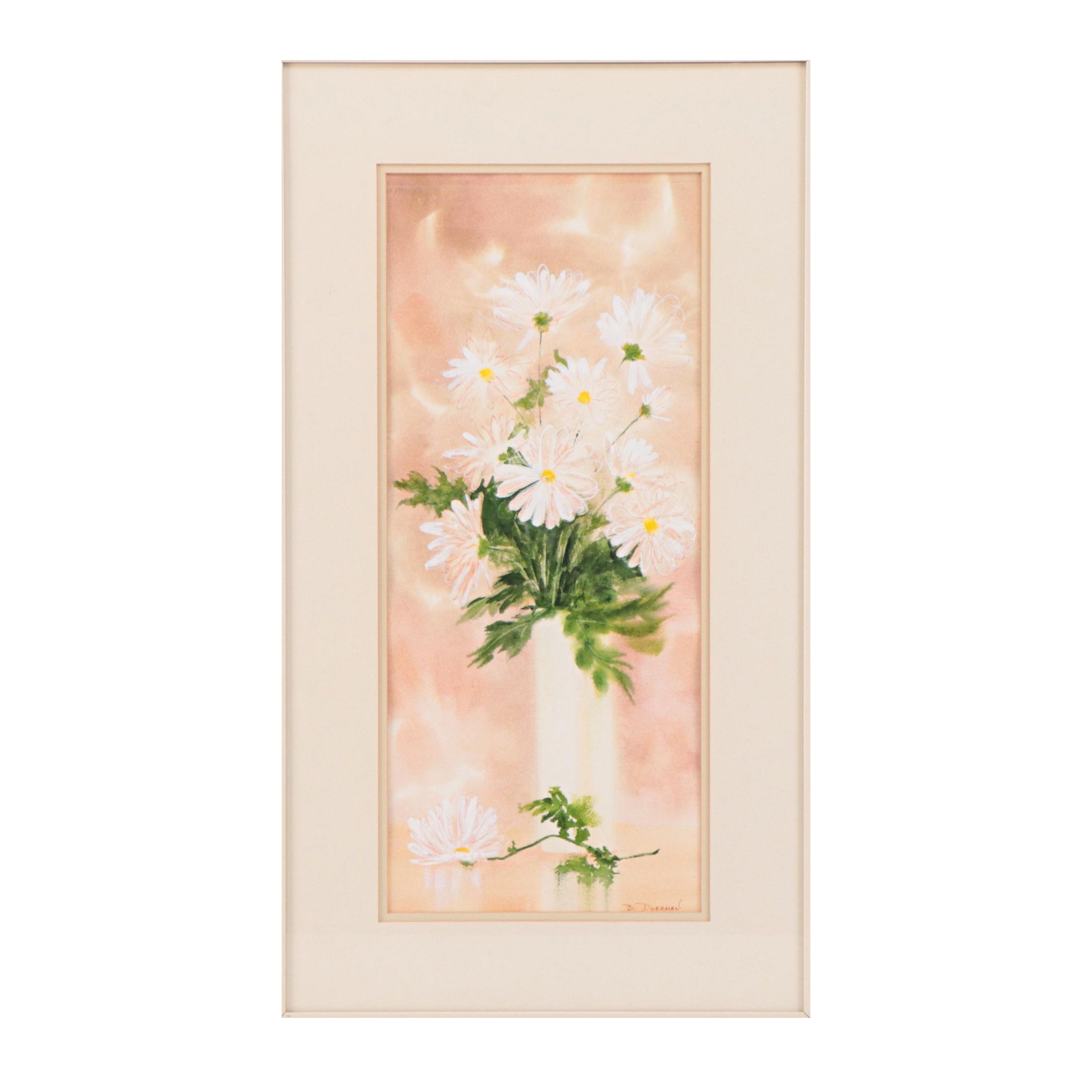 B. Doerman Watercolor Painting of Floral Still Life