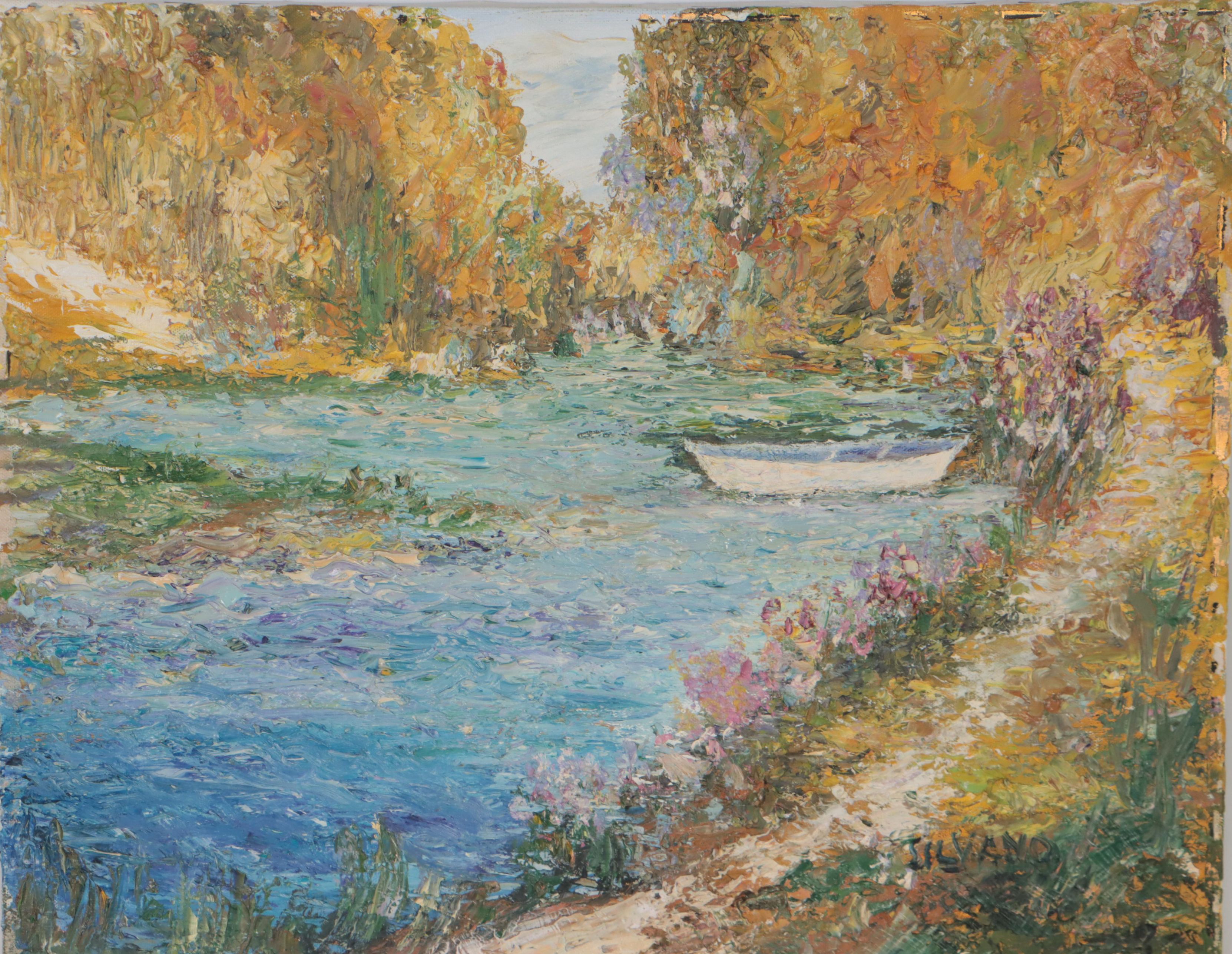 Silvano Assensi Oil Painting of River Landscape