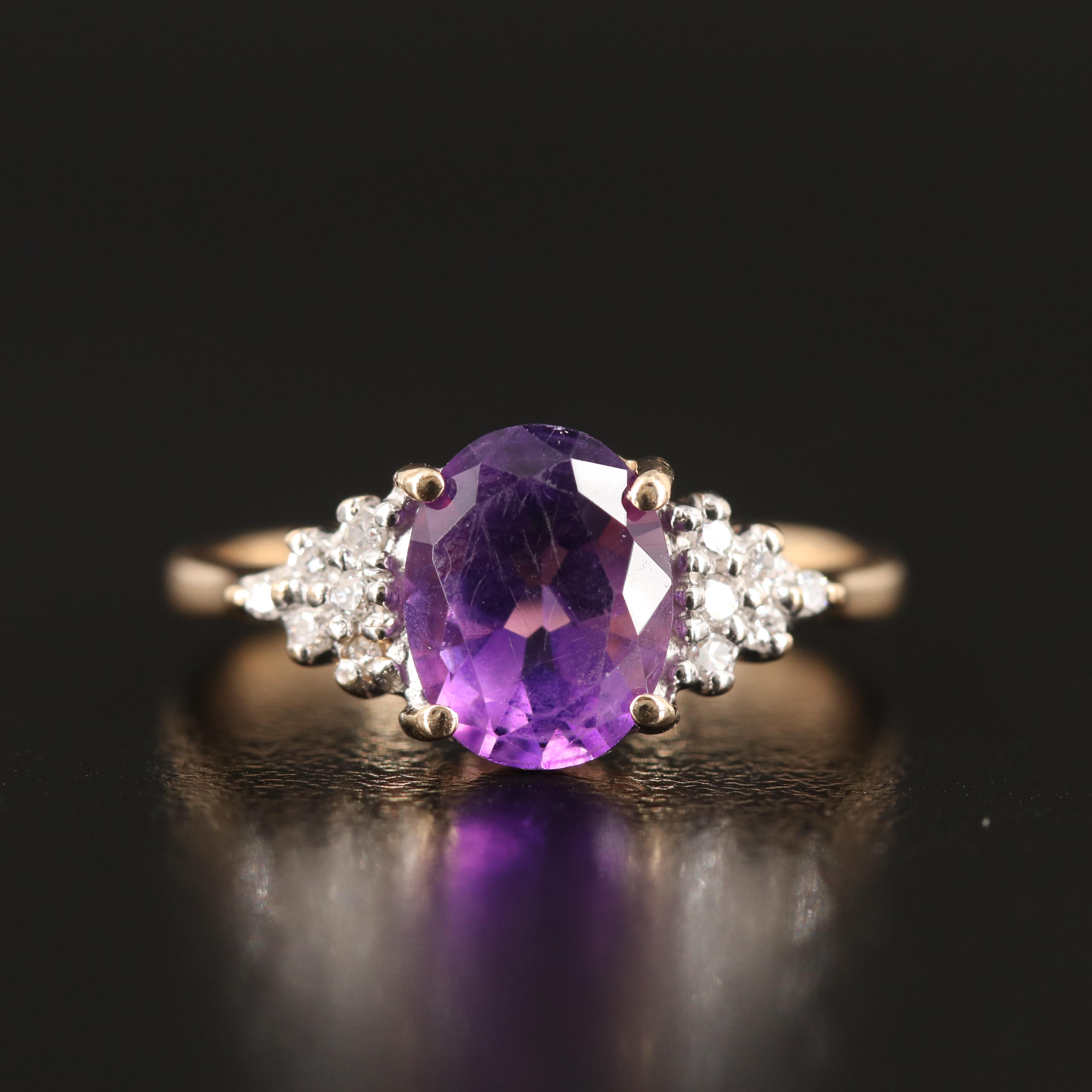 14K Amethyst and Diamond Ring