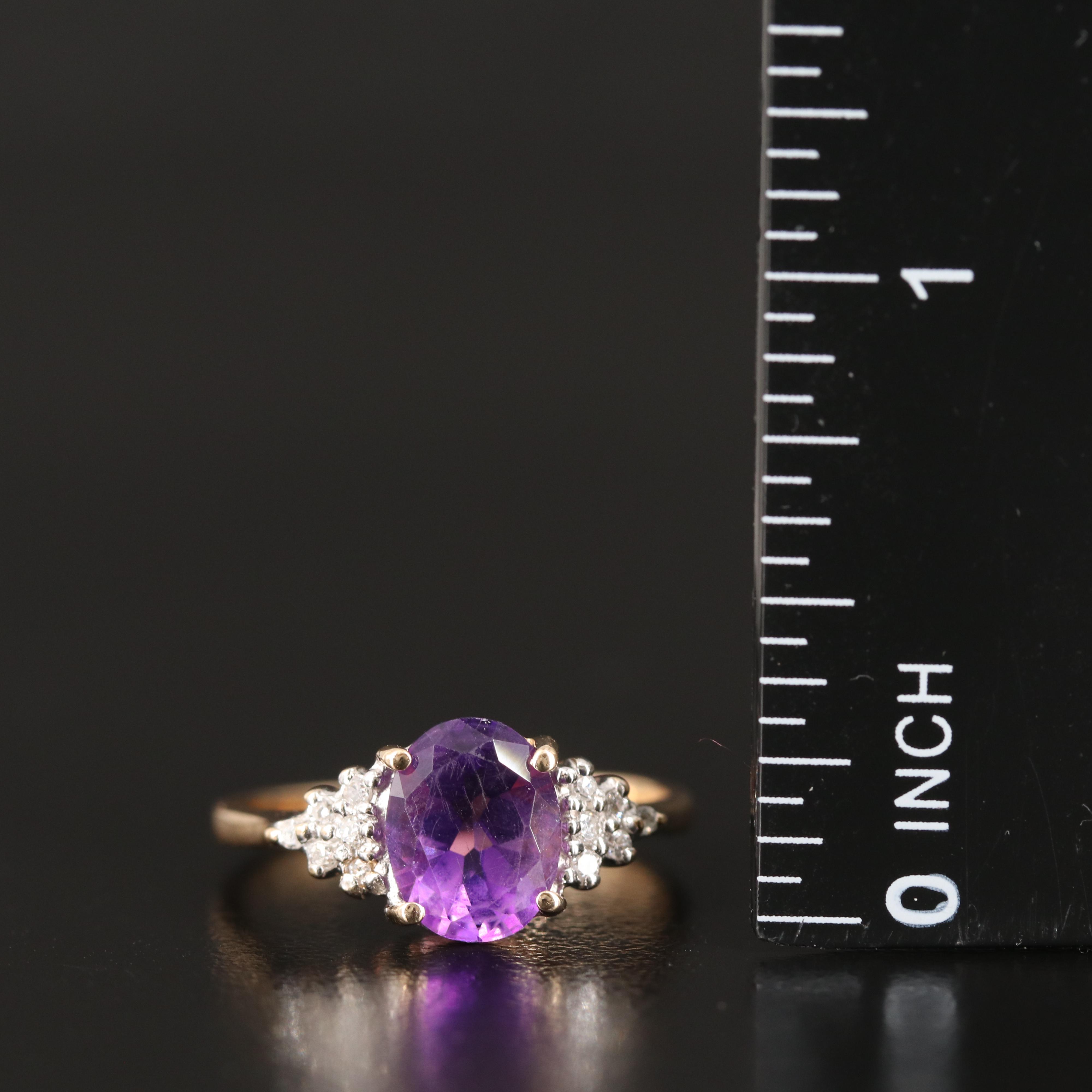 14K Amethyst and Diamond Ring