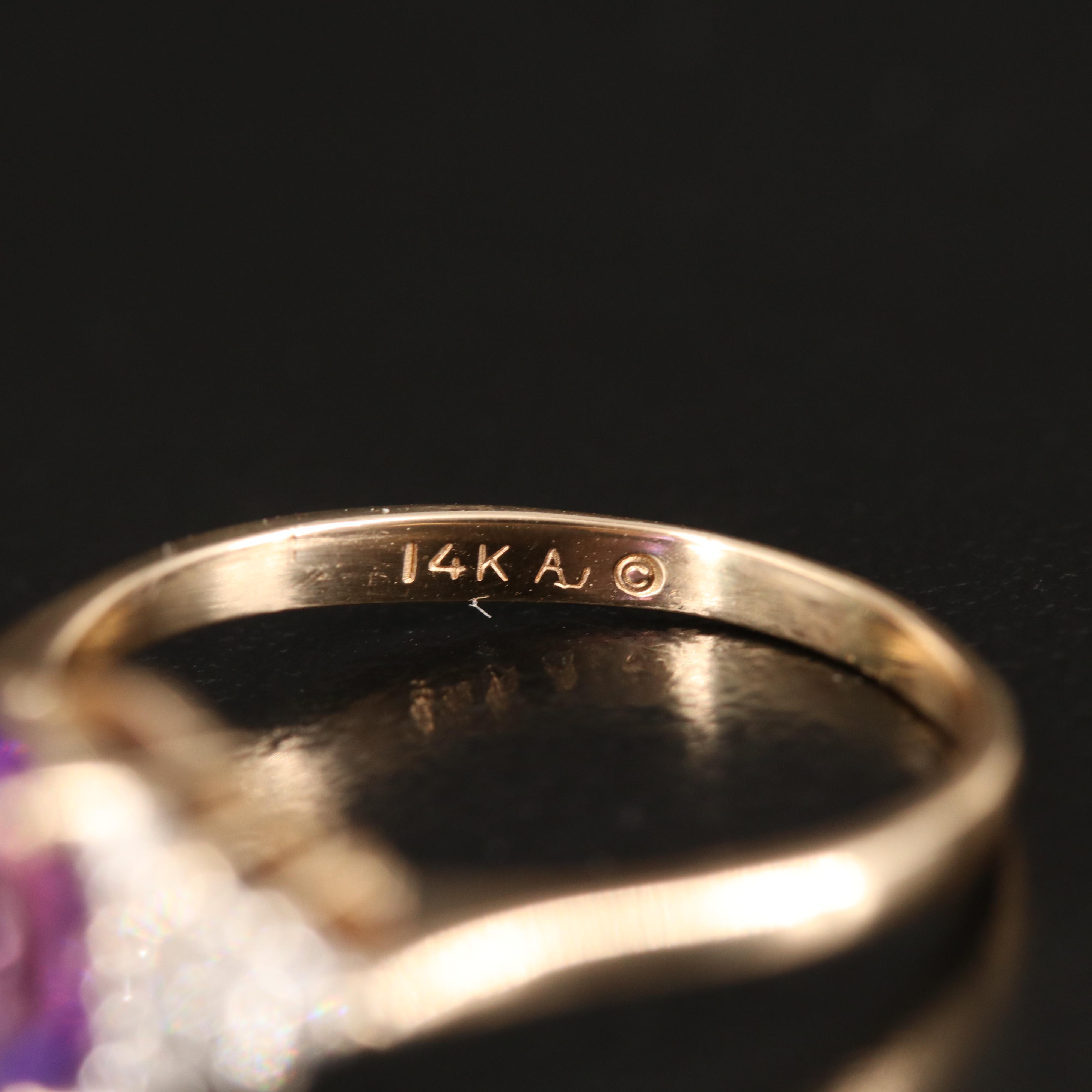 14K Amethyst and Diamond Ring