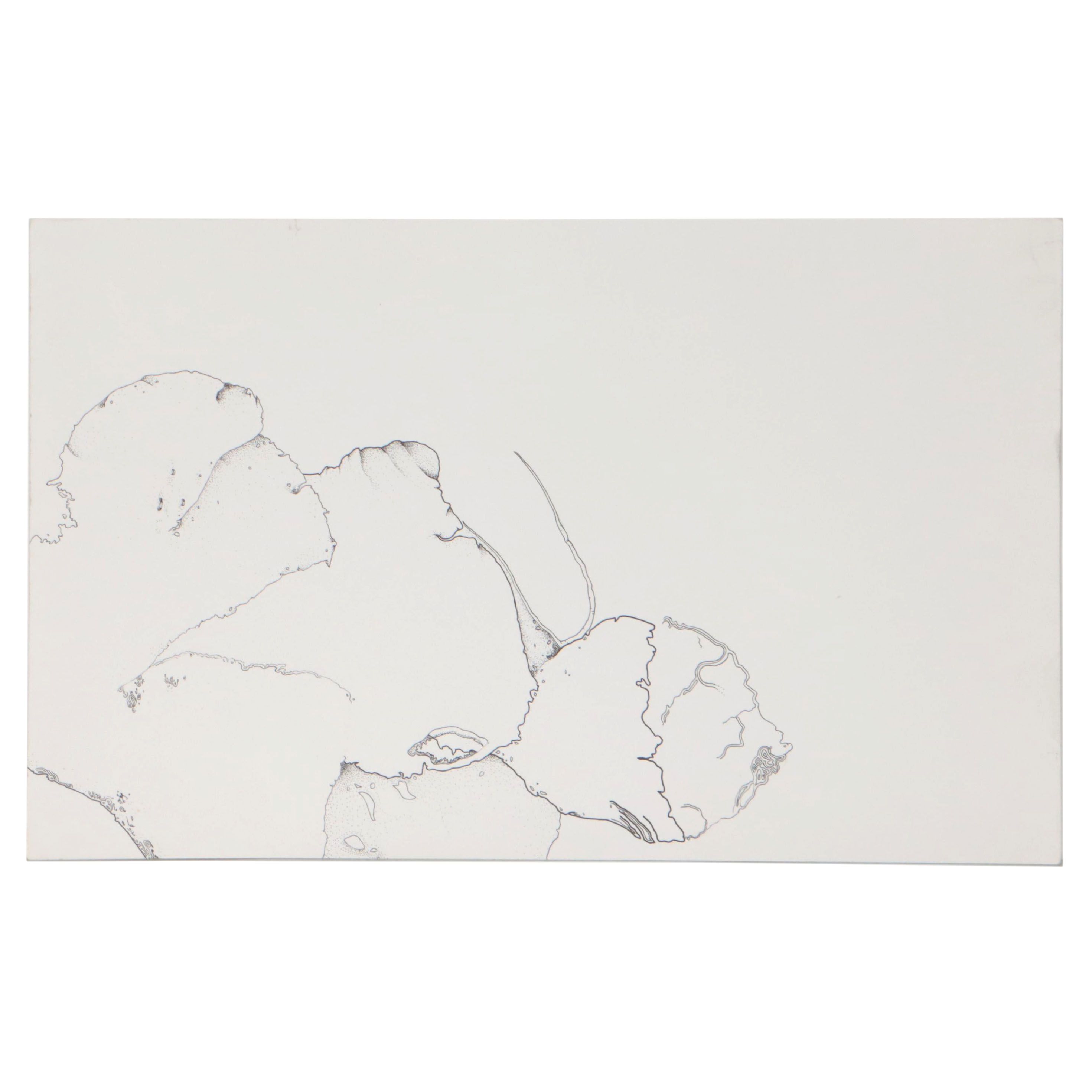 Tilley Stone Abstract Ink Drawing, 21st Century