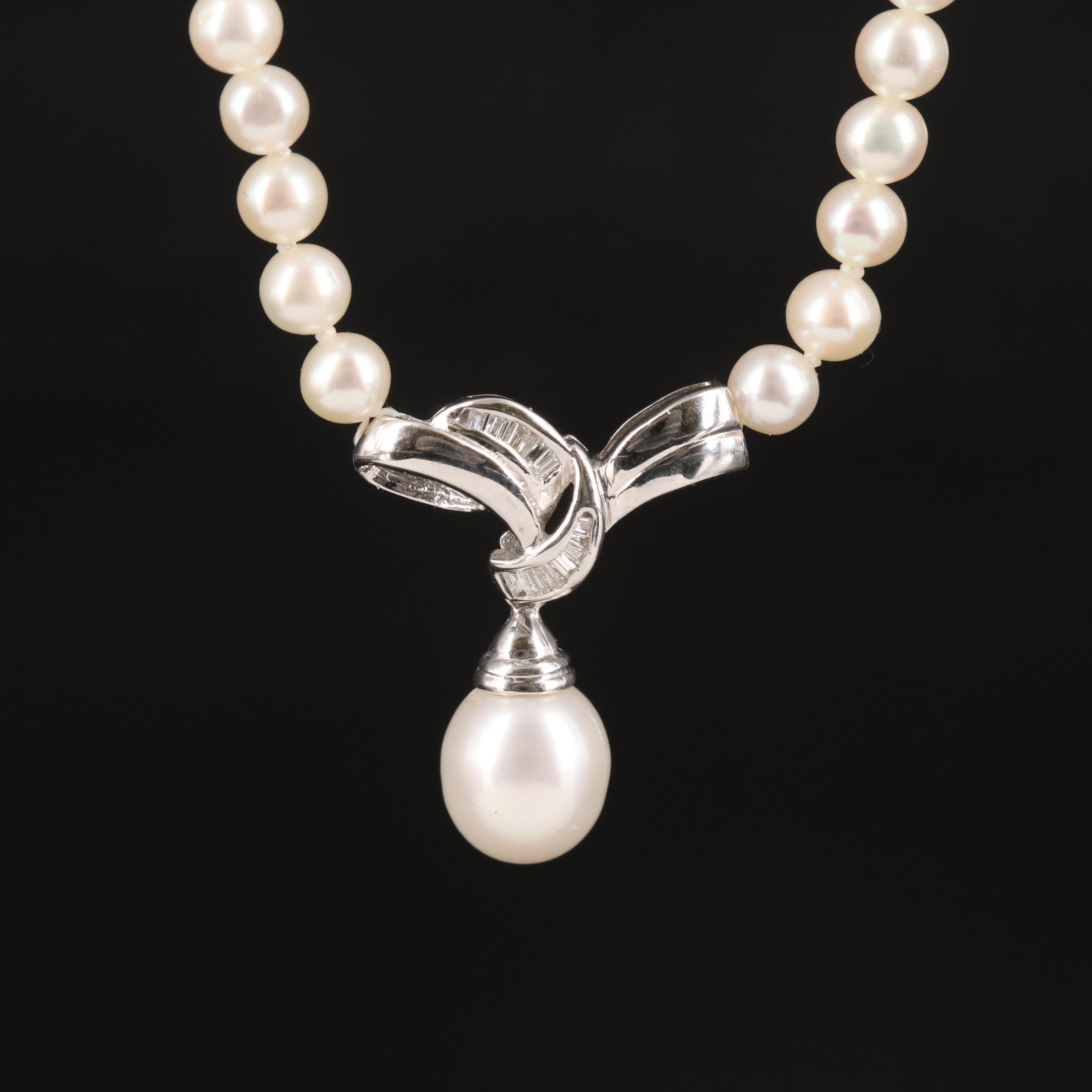 14K Pearl and Diamond Necklace