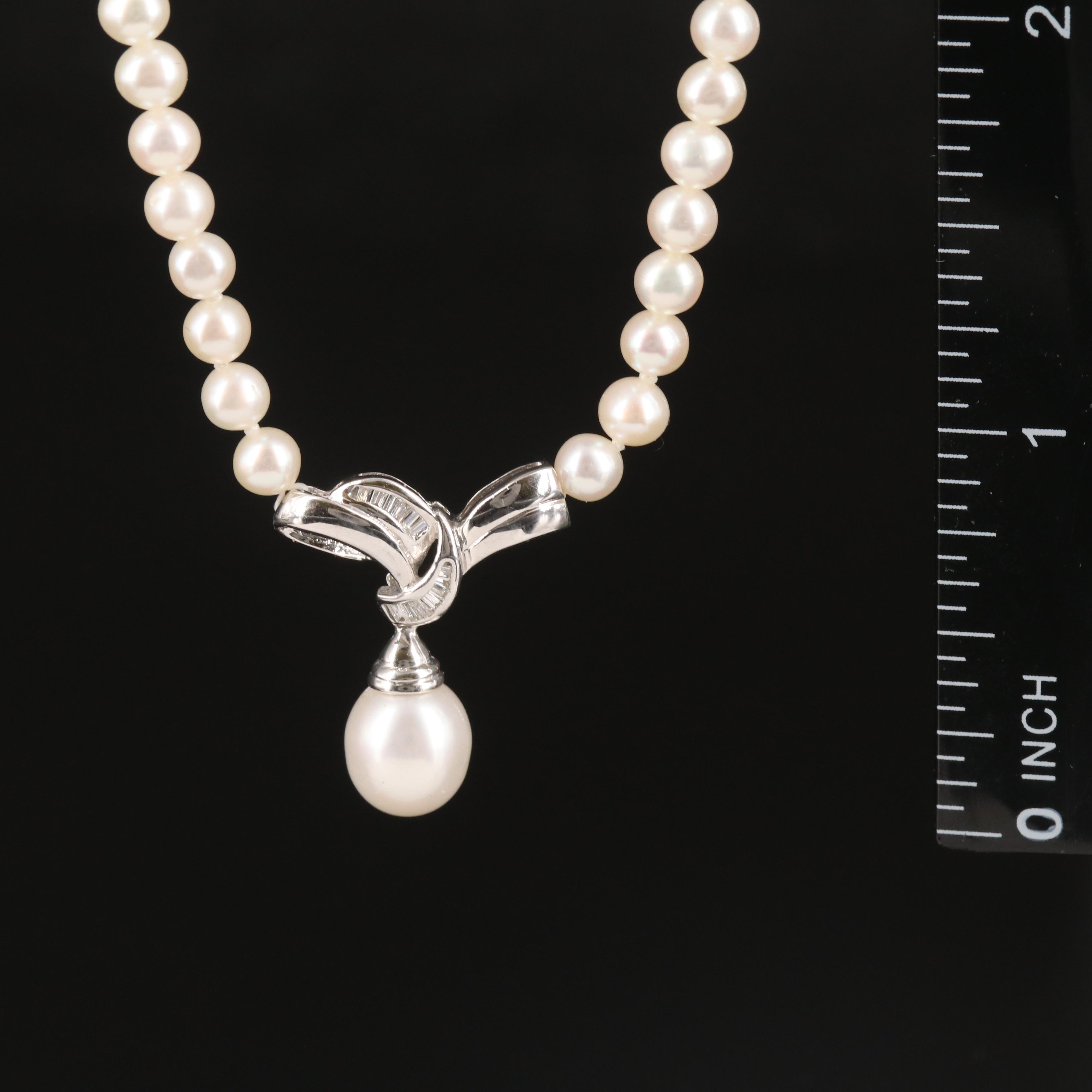 14K Pearl and Diamond Necklace
