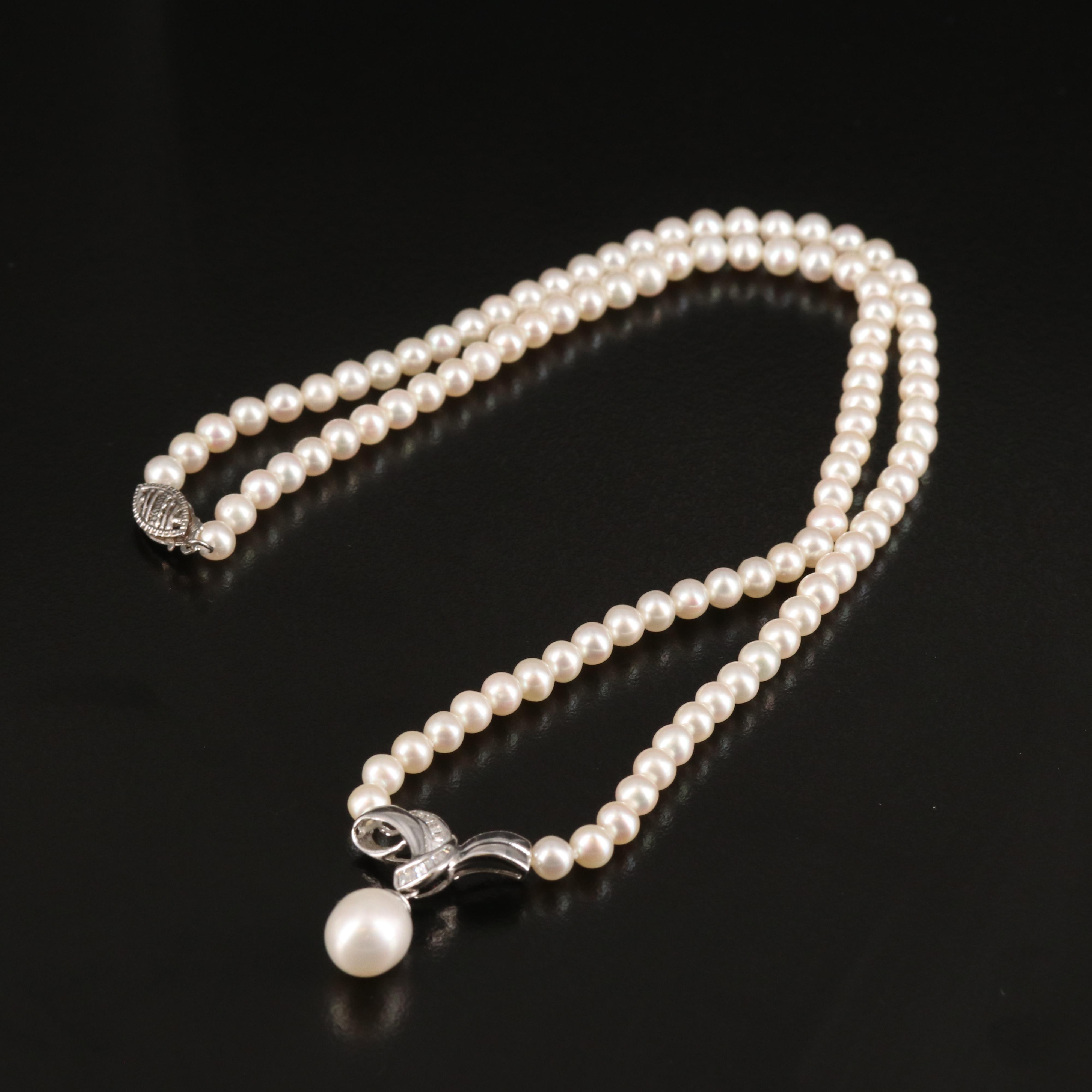 14K Pearl and Diamond Necklace