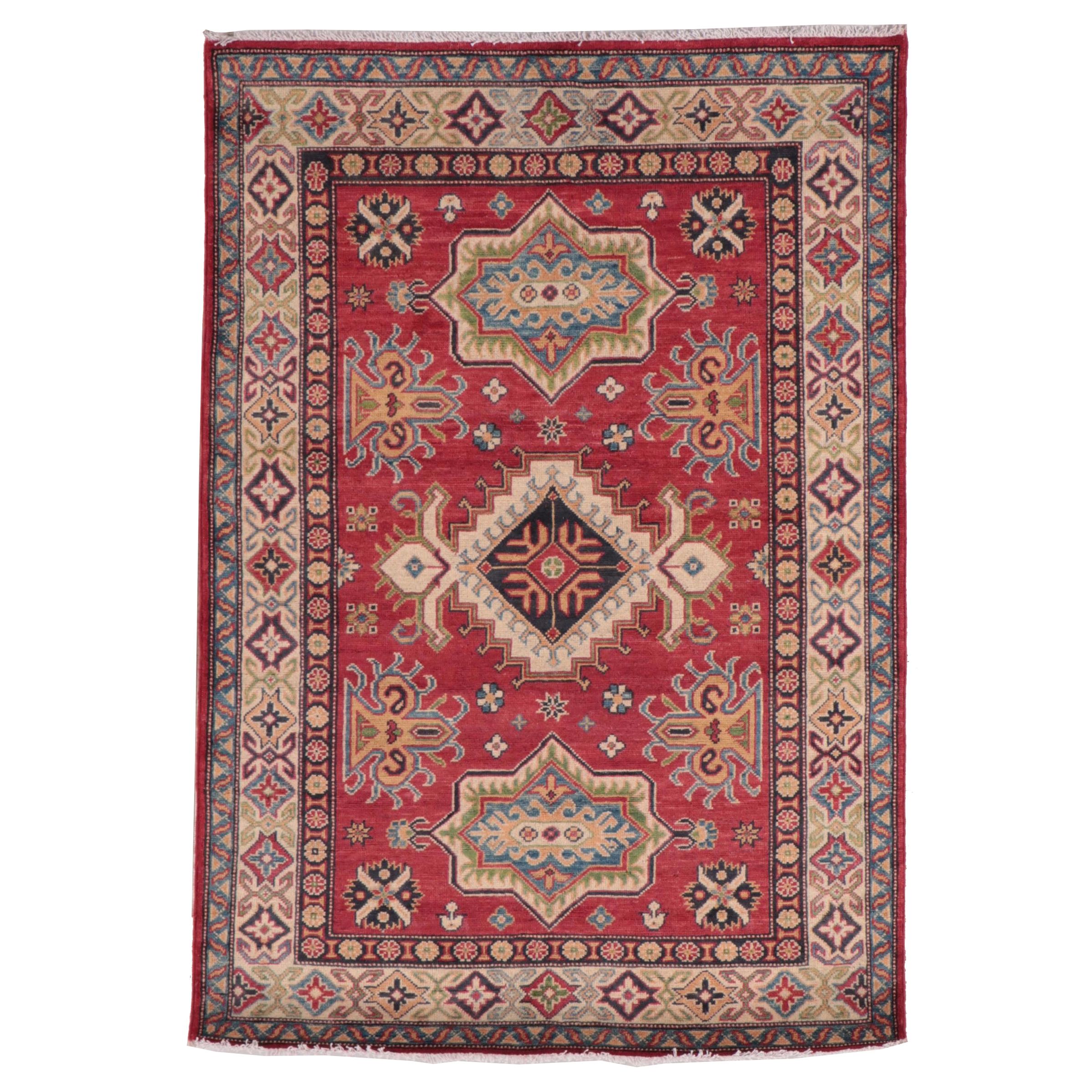 3'11 x 5'9 Hand-Knotted Afghan Kazak Style Area Rug