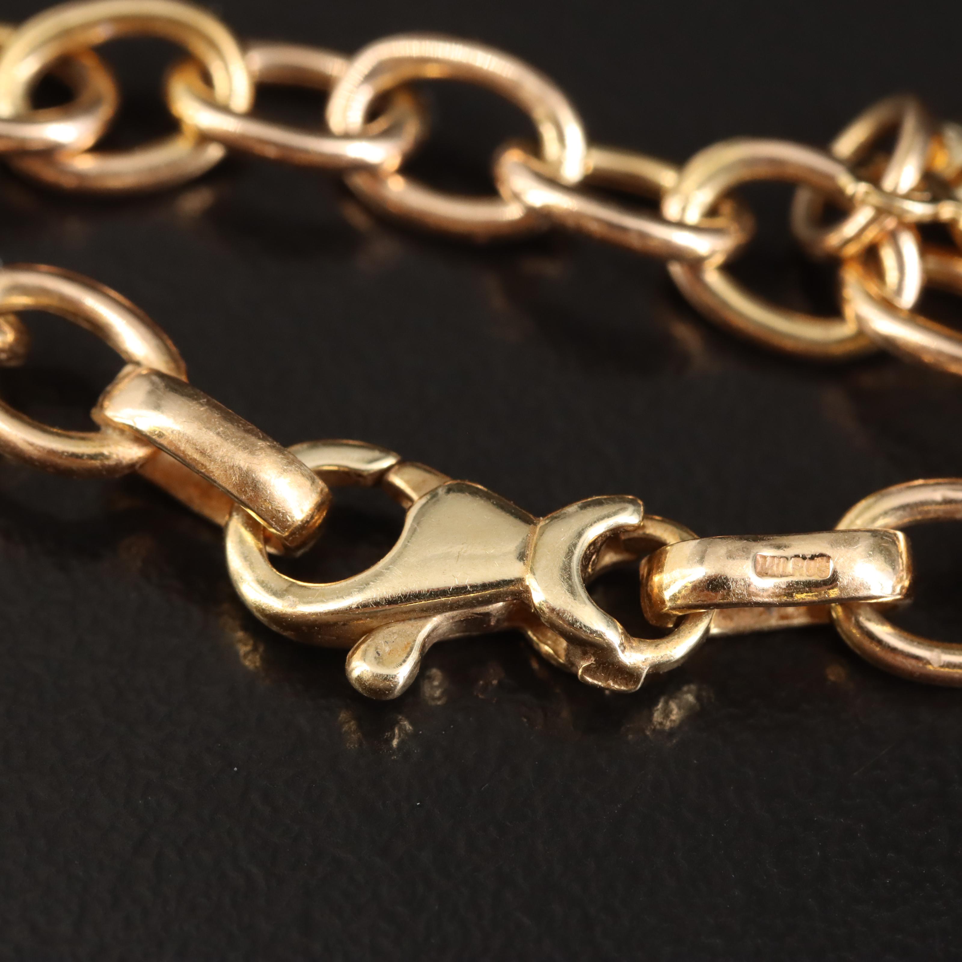 Italian 14K Amethyst, Citrine and Peridot Heart Charm Bracelet