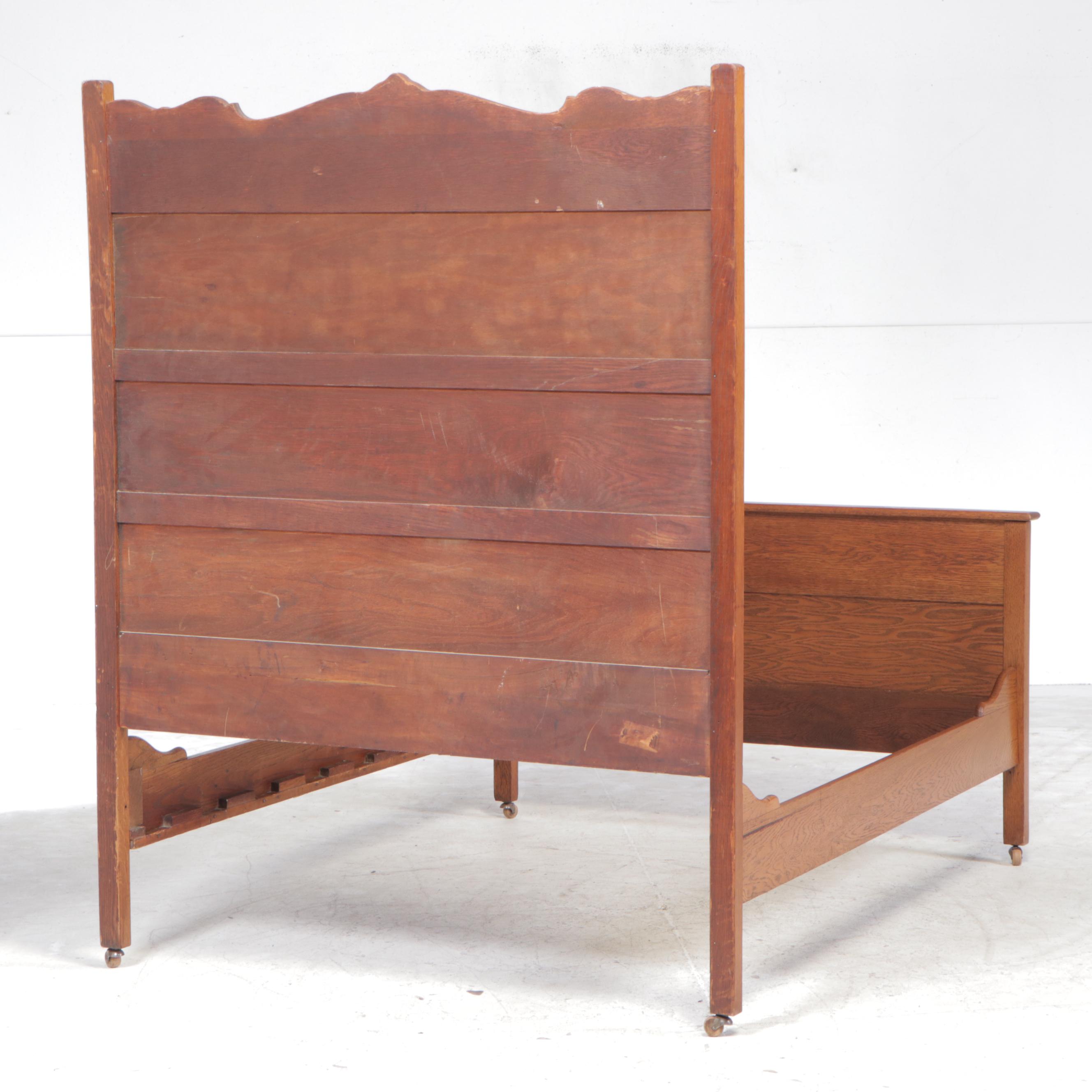 Late Victorian Oak Full Size Bed Frame